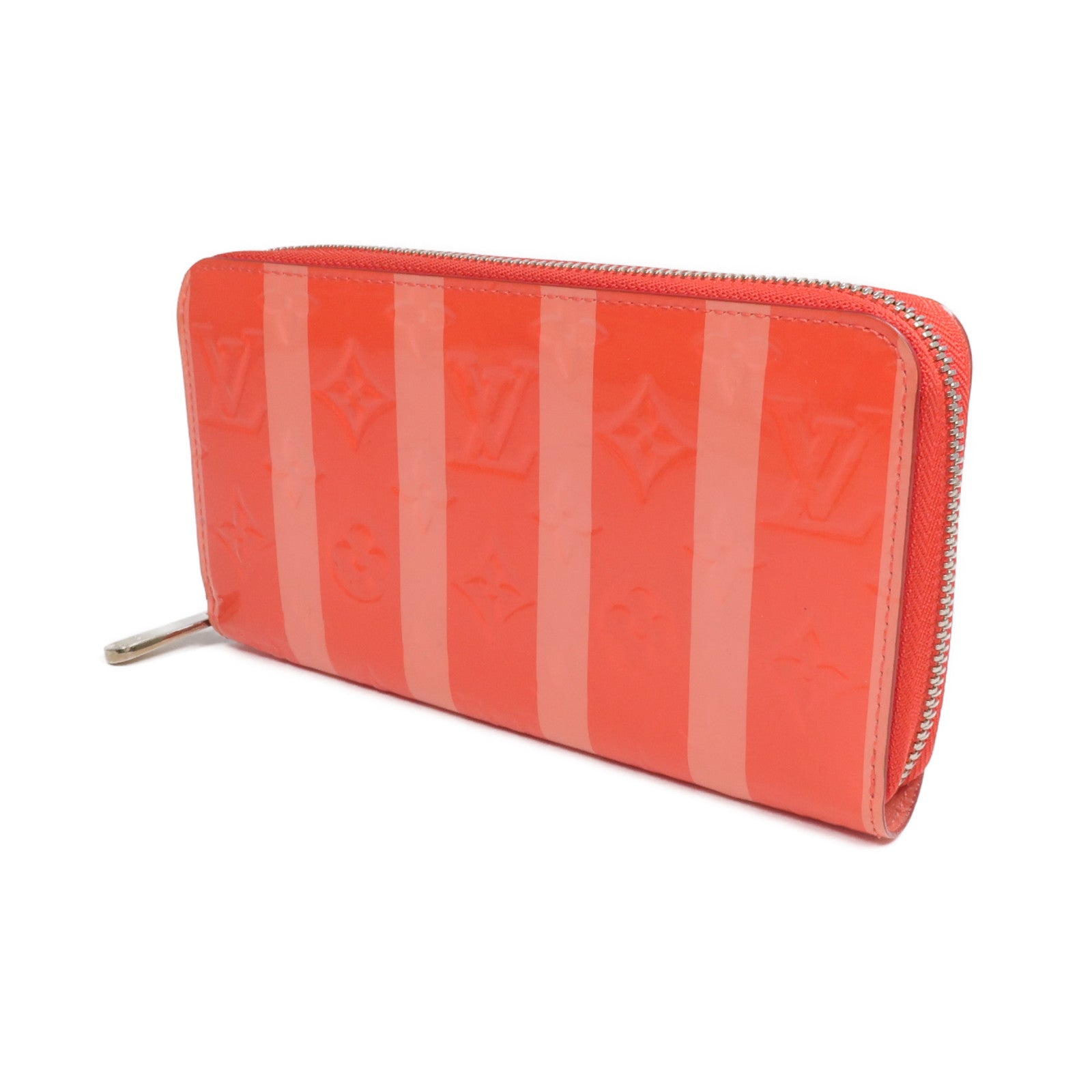 LOUIS VUITTON 【激減優惠】Monogram Vernis Rayure Zippy Wallet銀扣長錢包