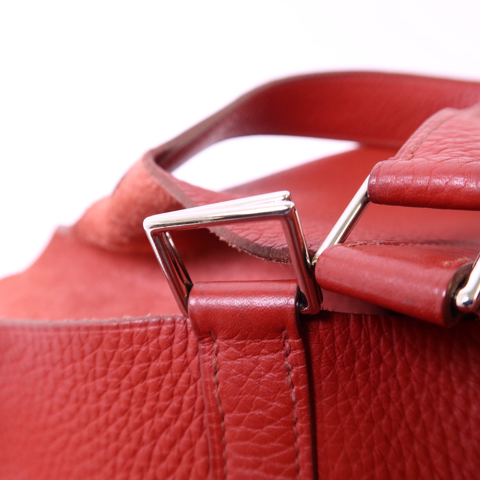 HERMES Clemence皮革Picotin GM銀扣手挽袋Rouge Casaque
