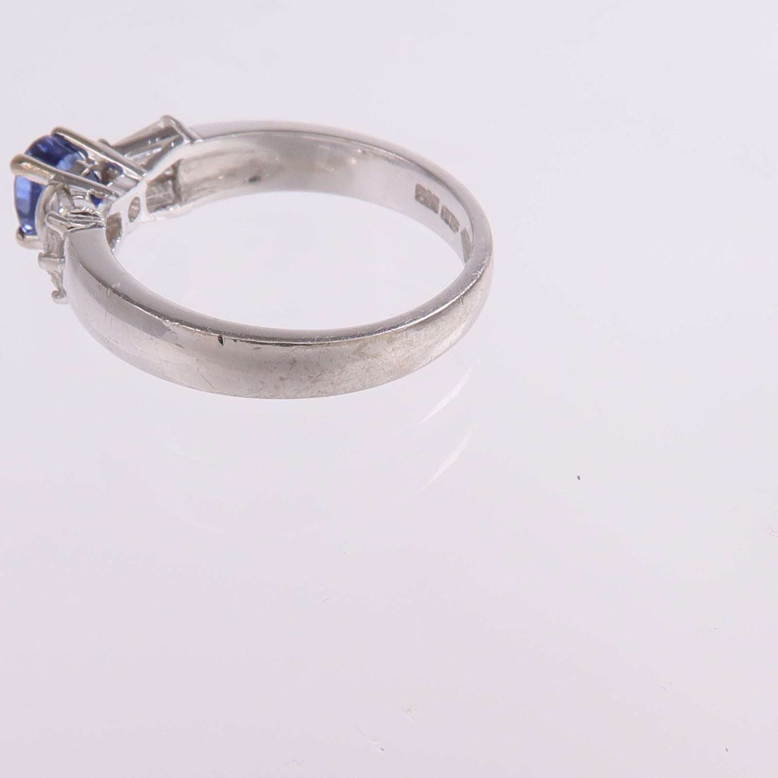 JEWELRY 【激減優惠】14K白金Sapphire Diamond Ring藍寶石/鑽石戒指US#5.75