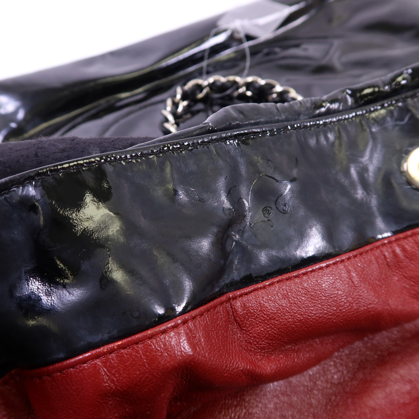 CHANEL 【激減優惠】漆皮皮革Shoulder Bag銀扣鏈帶肩背帶
