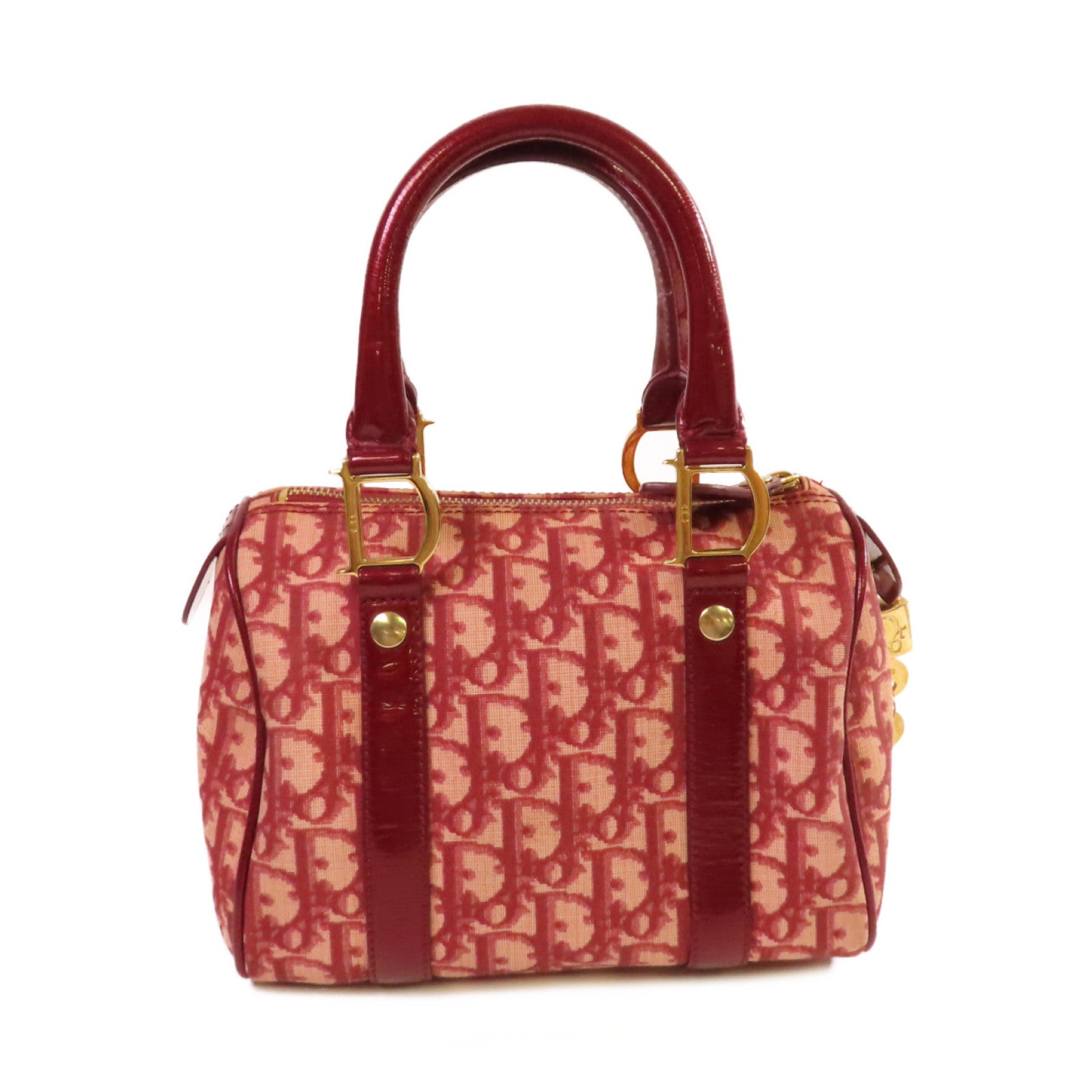 Dior Oblique塗層帆布Dior Handbag金扣手挽袋酒紅色