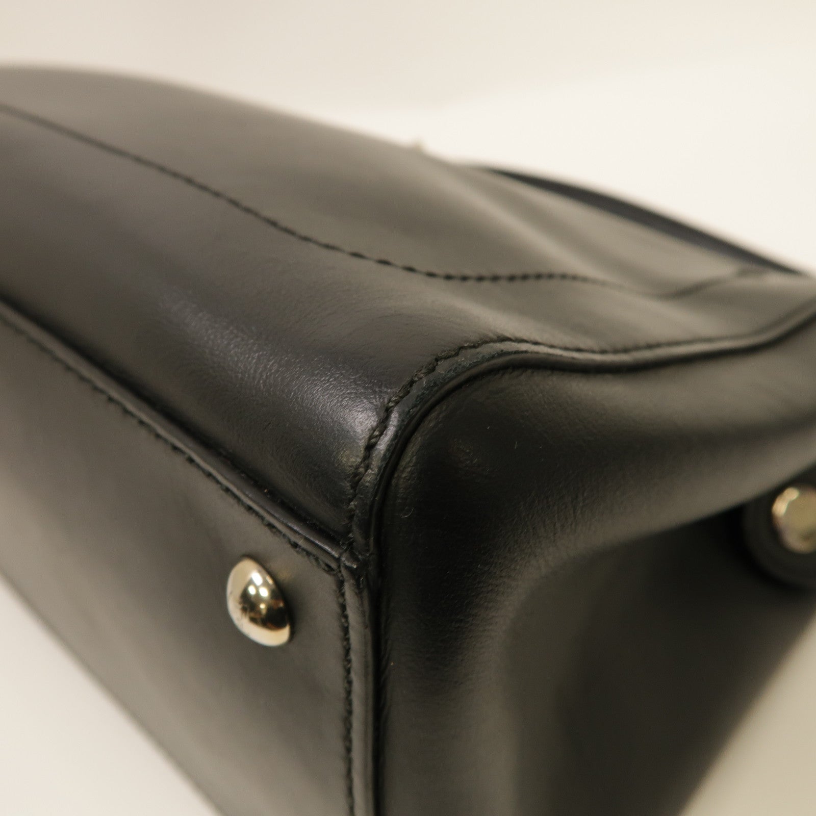FENDI 牛皮皮革Dotcom 2 Way Shoulder Bag銀扣手挽肩背兩用袋黑色