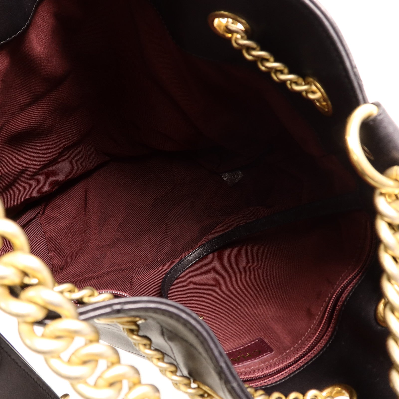 CHANEL 牛皮皮革Drawstring Bucket鏈帶手挽肩背兩用袋
