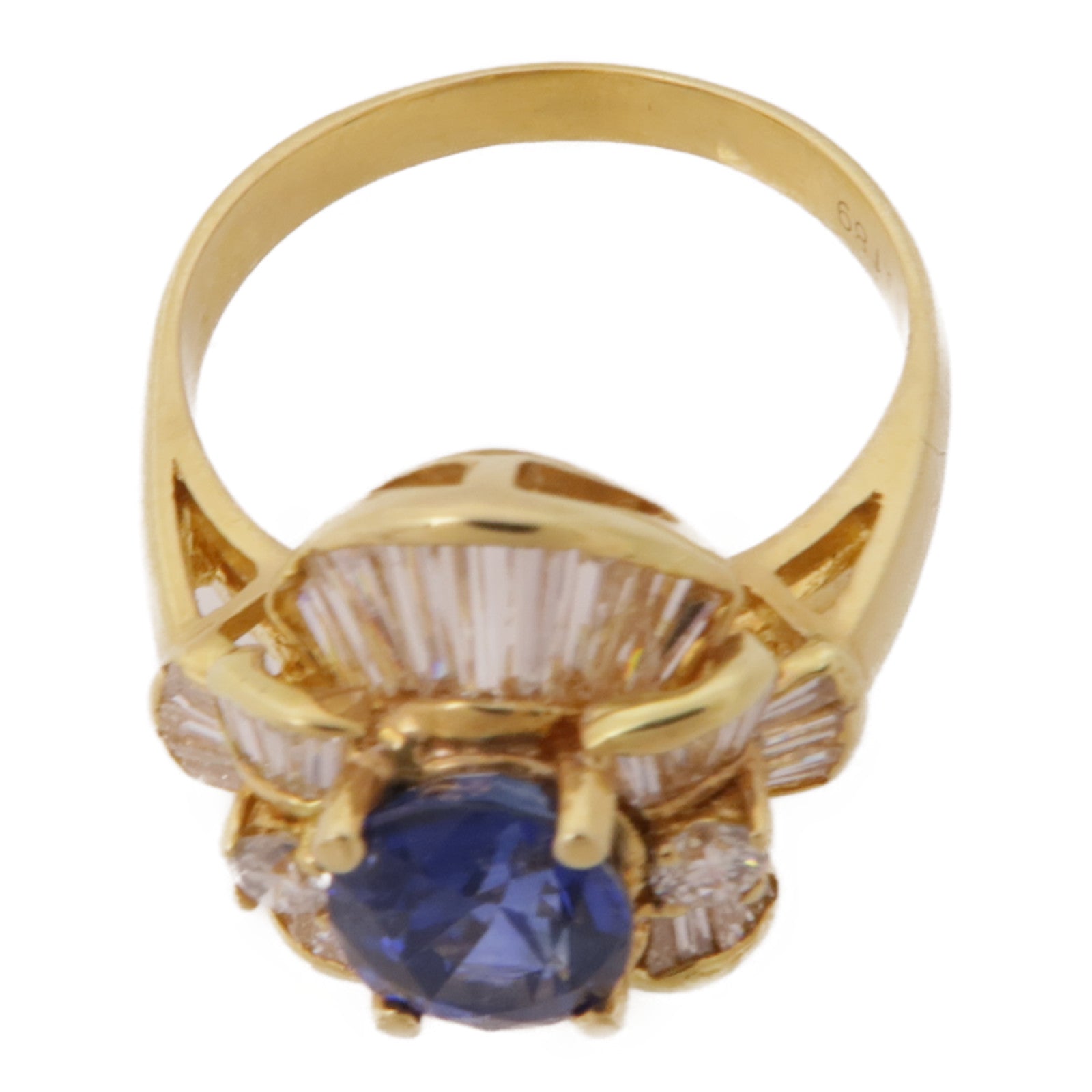 JEWELRY【激減優惠】 18K黃金Sapphire Diamond Ring藍寶石/鑽石戒指US#7.5