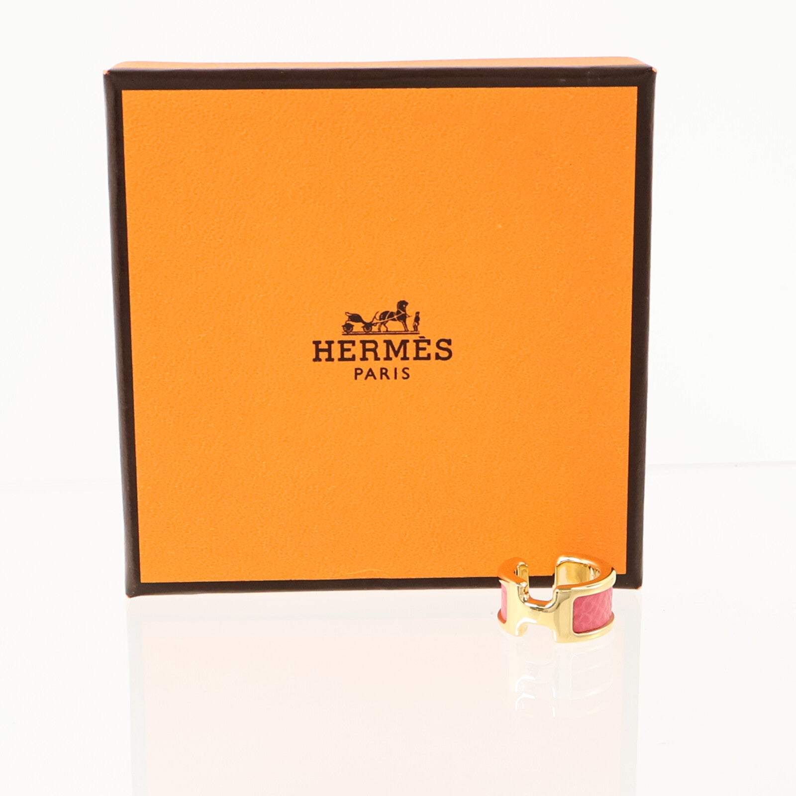 HERMES Epsom皮革/金屬Olympe Ear Cuff耳夾