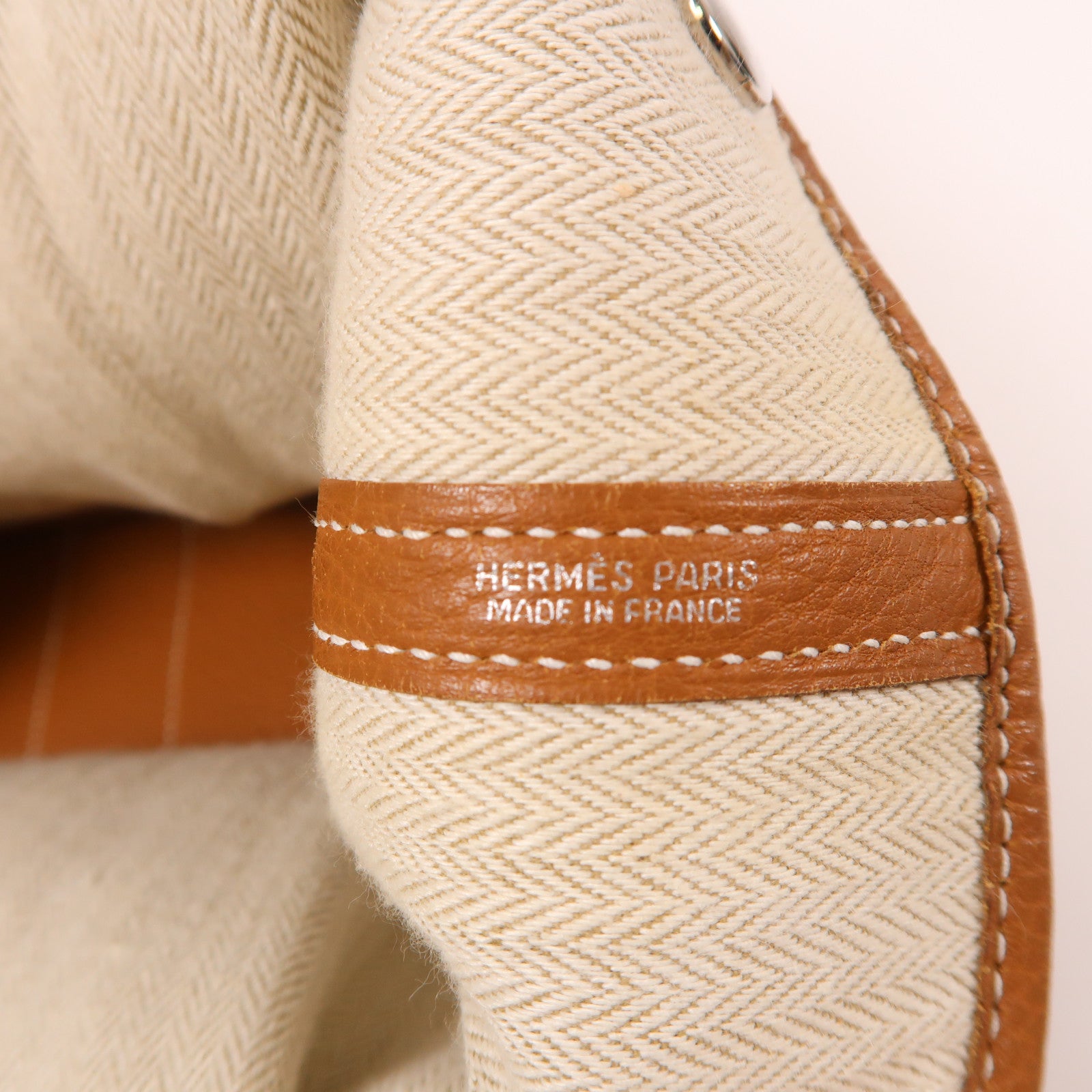 HERMES Negonda皮革Garden Party PM銀扣手挽袋金色