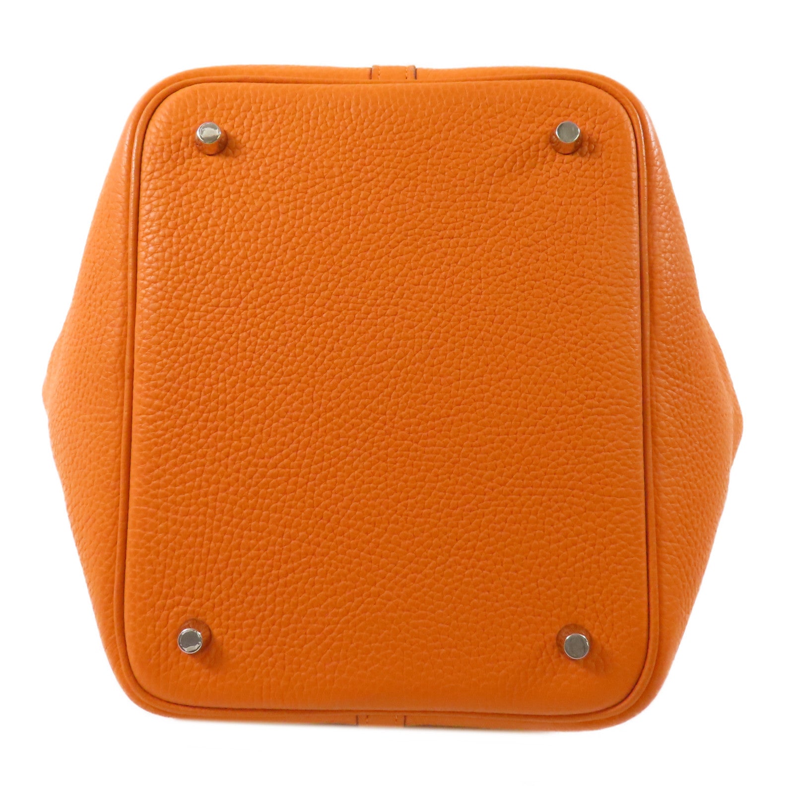 HERMES Clemence皮革Picotin MM手挽袋Orange