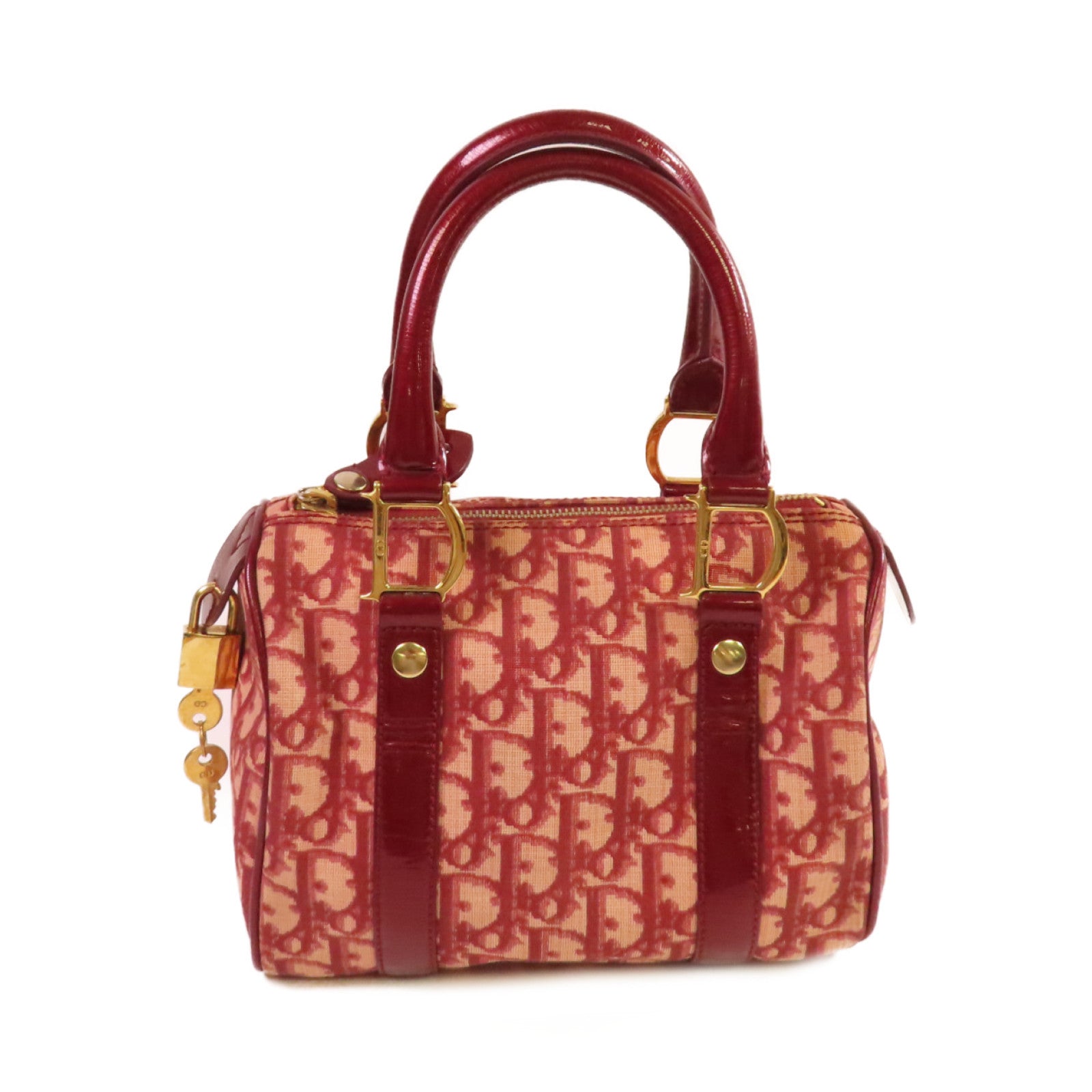 Dior Oblique塗層帆布Dior Handbag金扣手挽袋酒紅色
