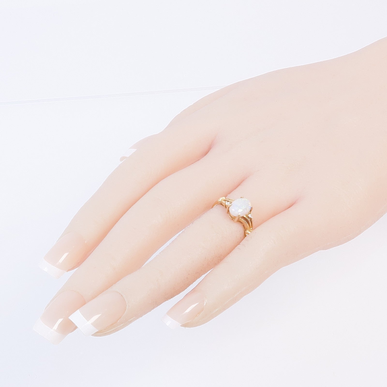 JEWELRY 14K黃金Opal Diamond Ring蛋白石/鑽石戒指US#7