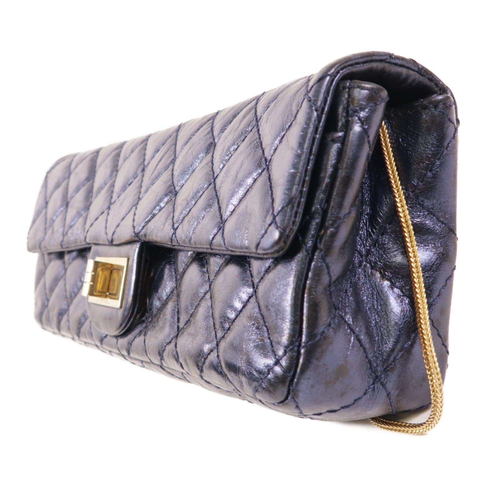 CHANEL 牛皮皮革2.55金扣鏈帶肩背袋