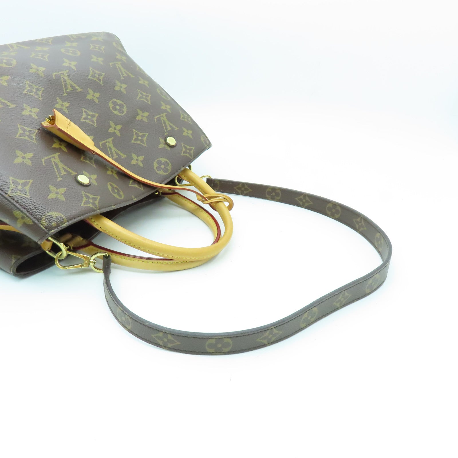 LOUIS VUITTON 【激減優惠】Monogram Montaigne MM金扣手挽肩背兩用袋啡色