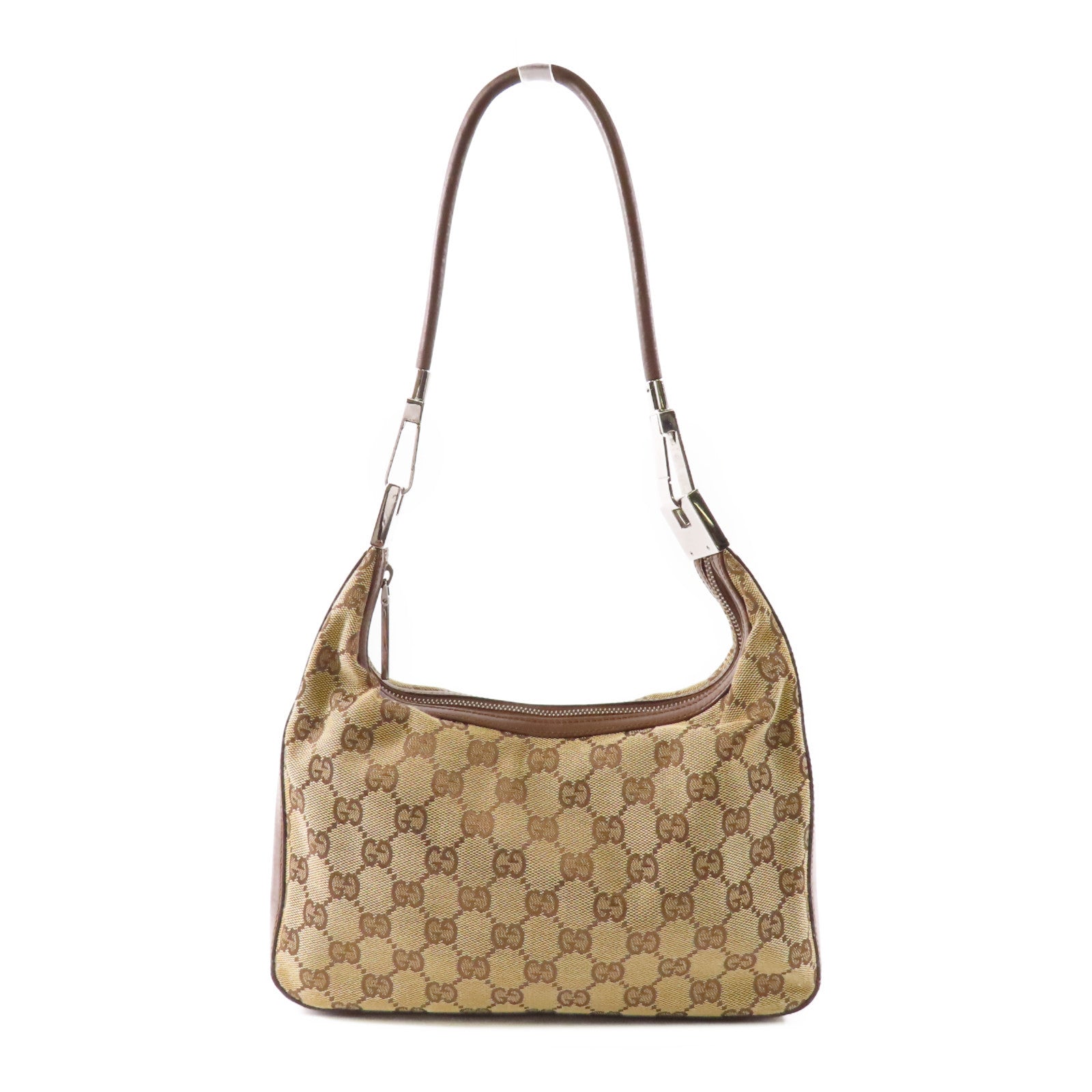 GUCCI 帆布Hobo Bag銀扣肩背袋