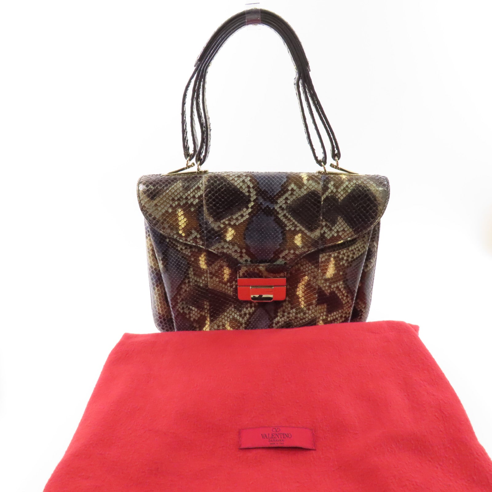 Valentino 蛇皮皮革Hand Bag金扣手挽袋