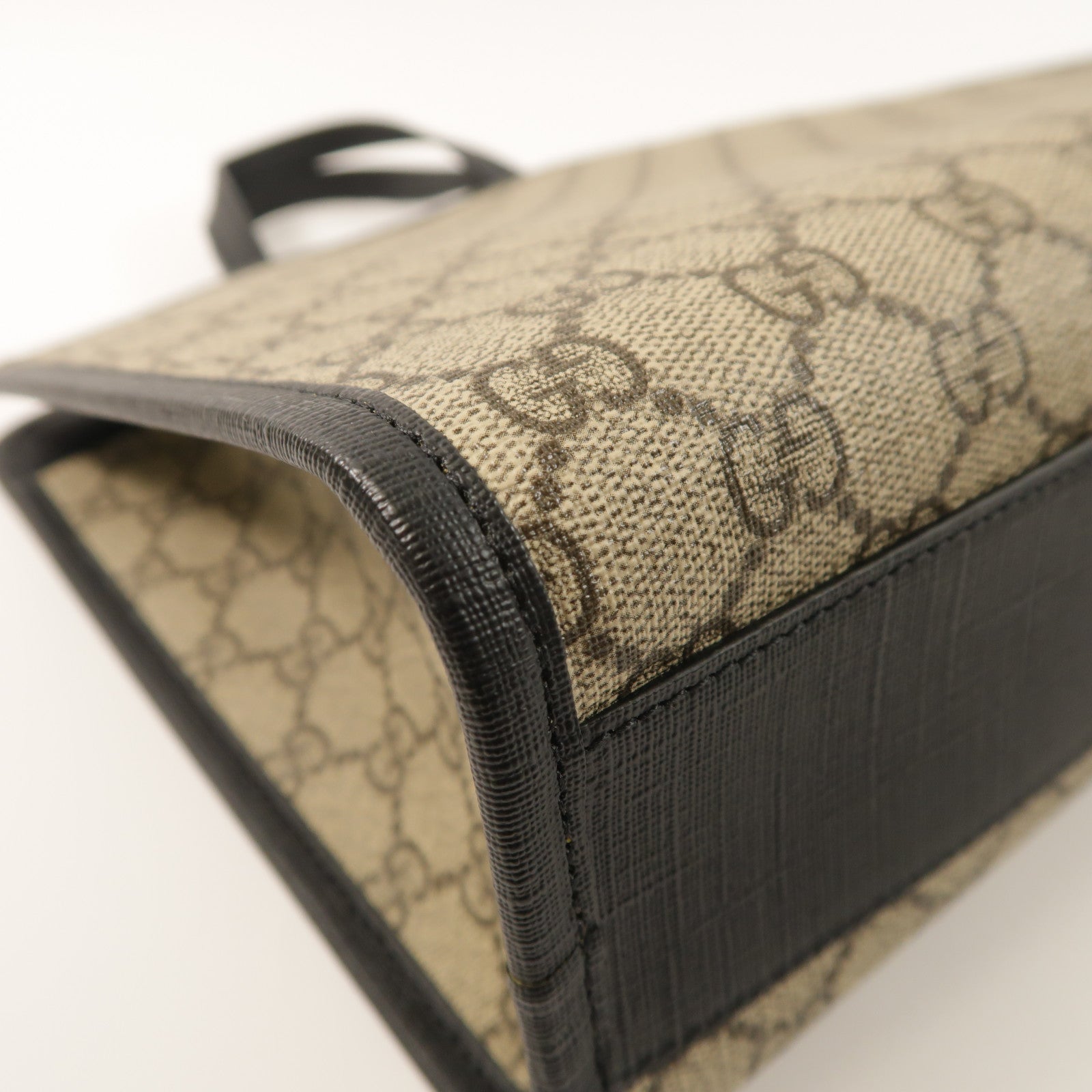 GUCCI 塗層帆布/牛皮皮革Tote Bag銀扣手挽袋