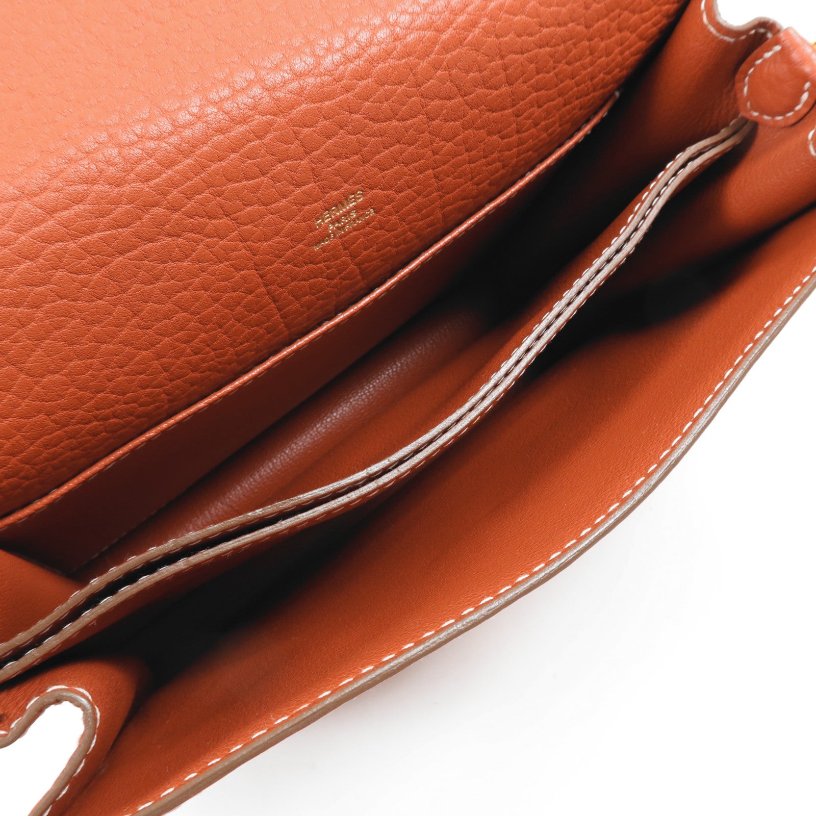 HERMES Clemence皮革Roulis 23金扣肩背袋Sanguine