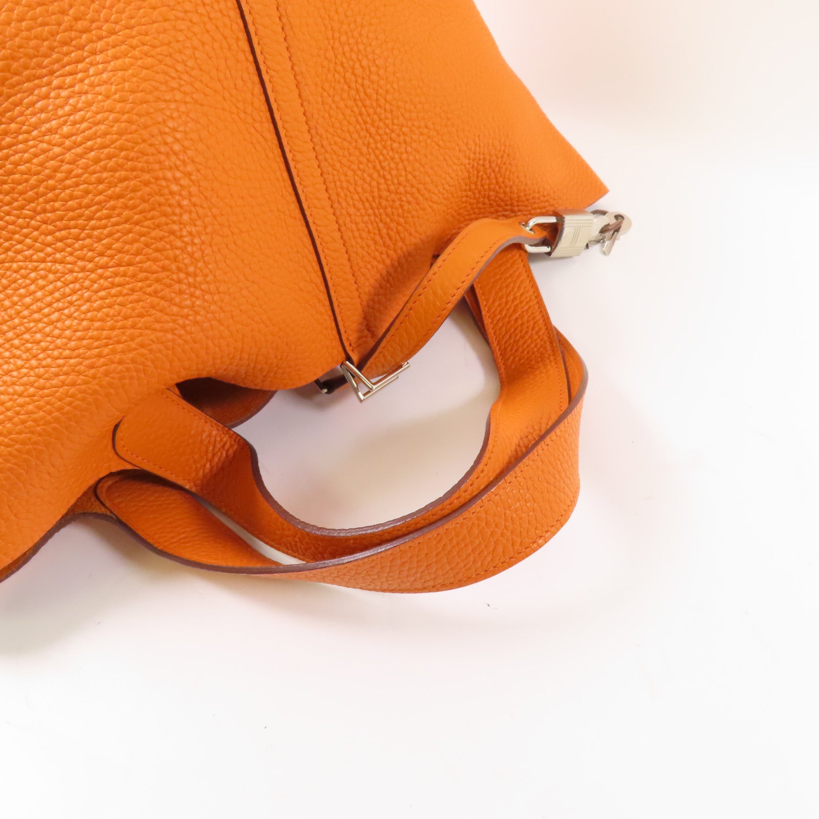 HERMES Clemence皮革Picotin MM手挽袋Orange