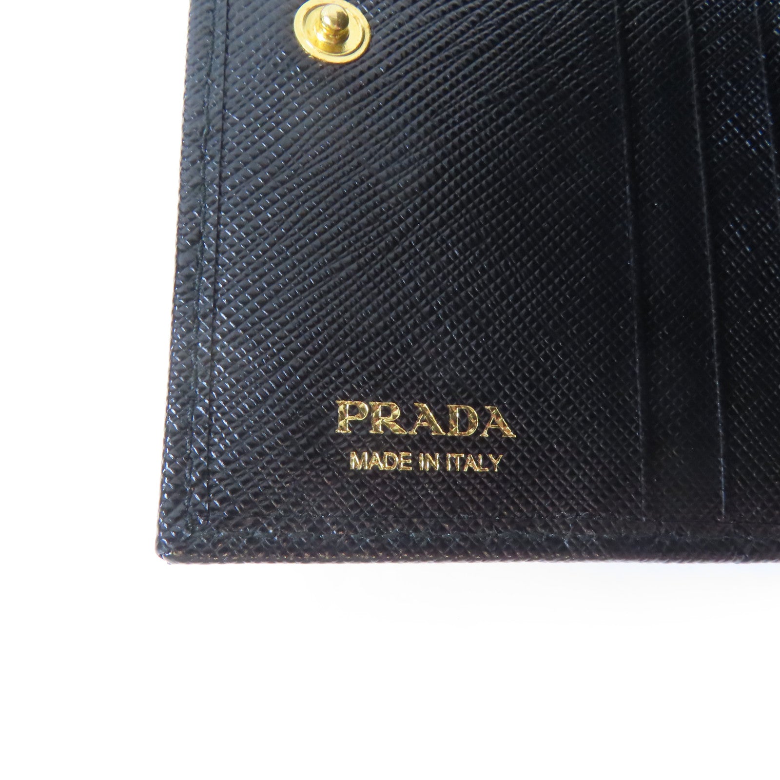 PRADA 牛皮皮革Small Wallet折叠錢包黑色
