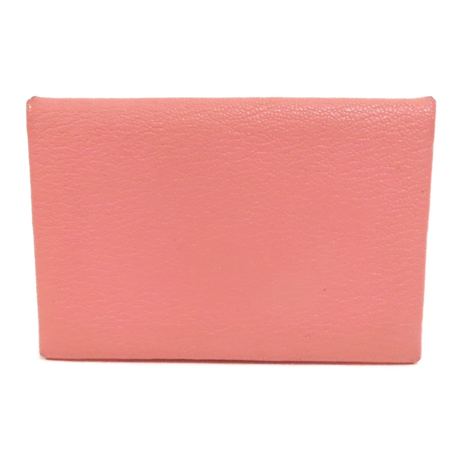 HERMES Evercolor皮革Porte-cartes Calvi銀扣卡片套粉紅色