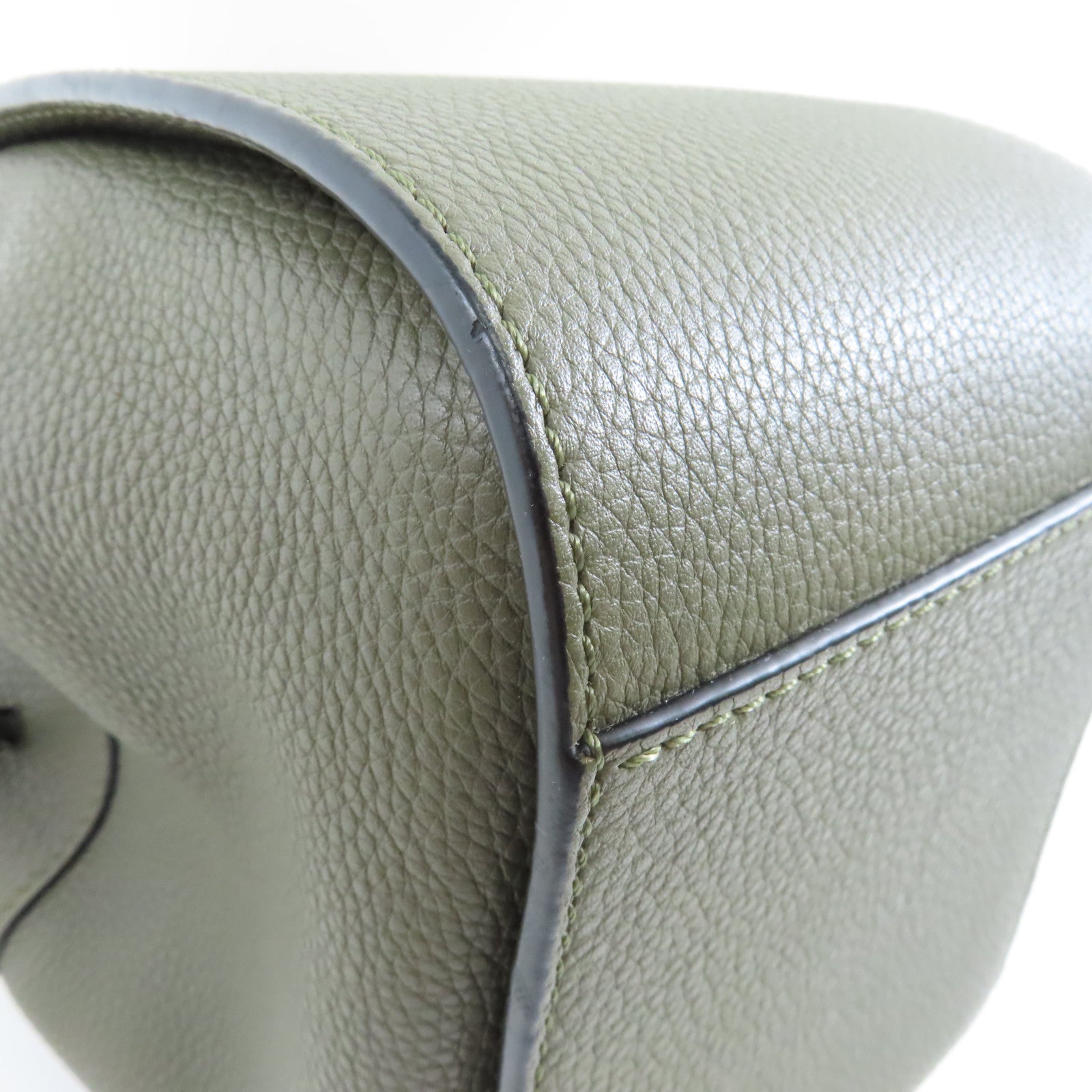 LOEWE 【激減優惠】牛皮皮革Mini Hammock Drawstring Bag銀扣手挽肩背兩用袋卡其色