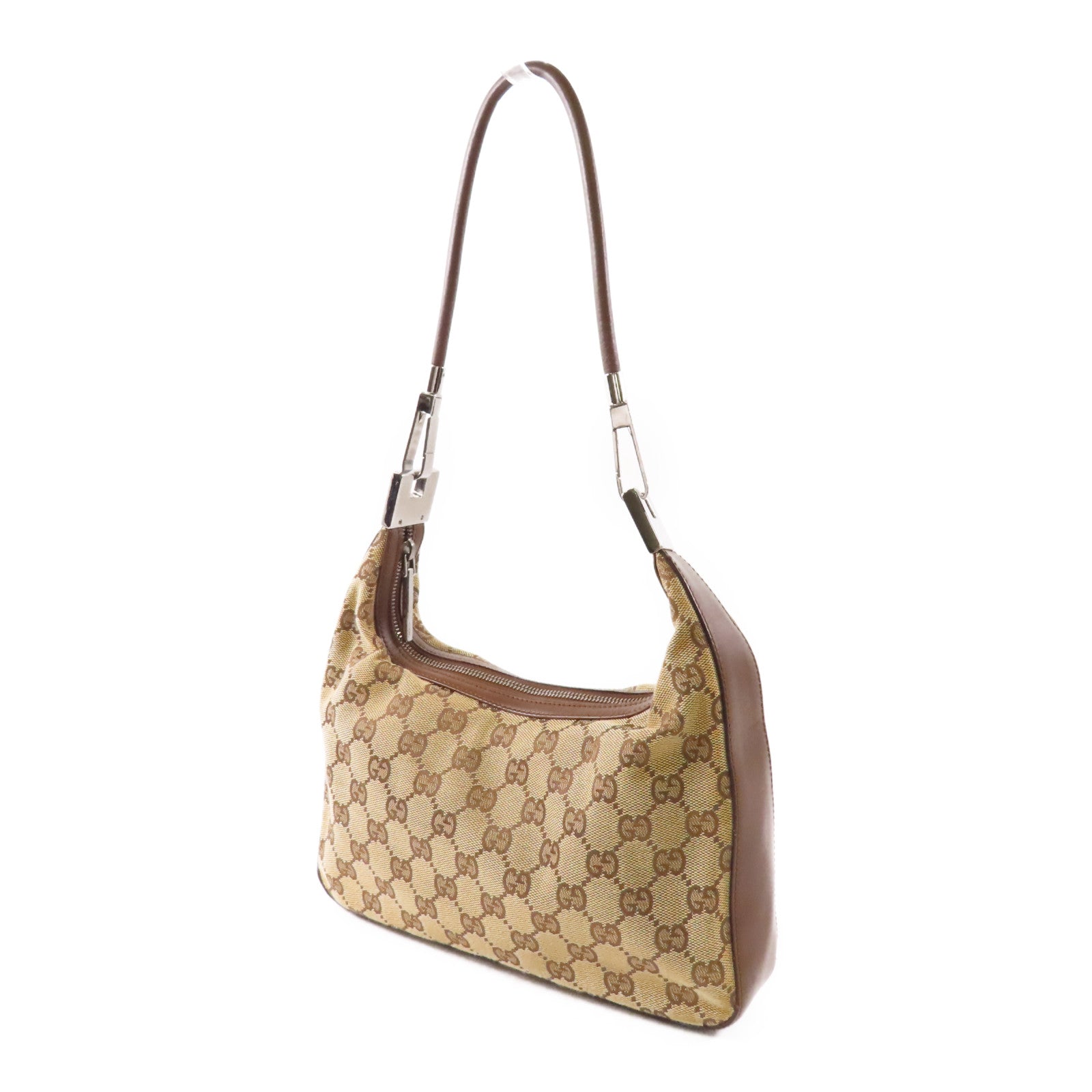 GUCCI 帆布Hobo Bag銀扣肩背袋