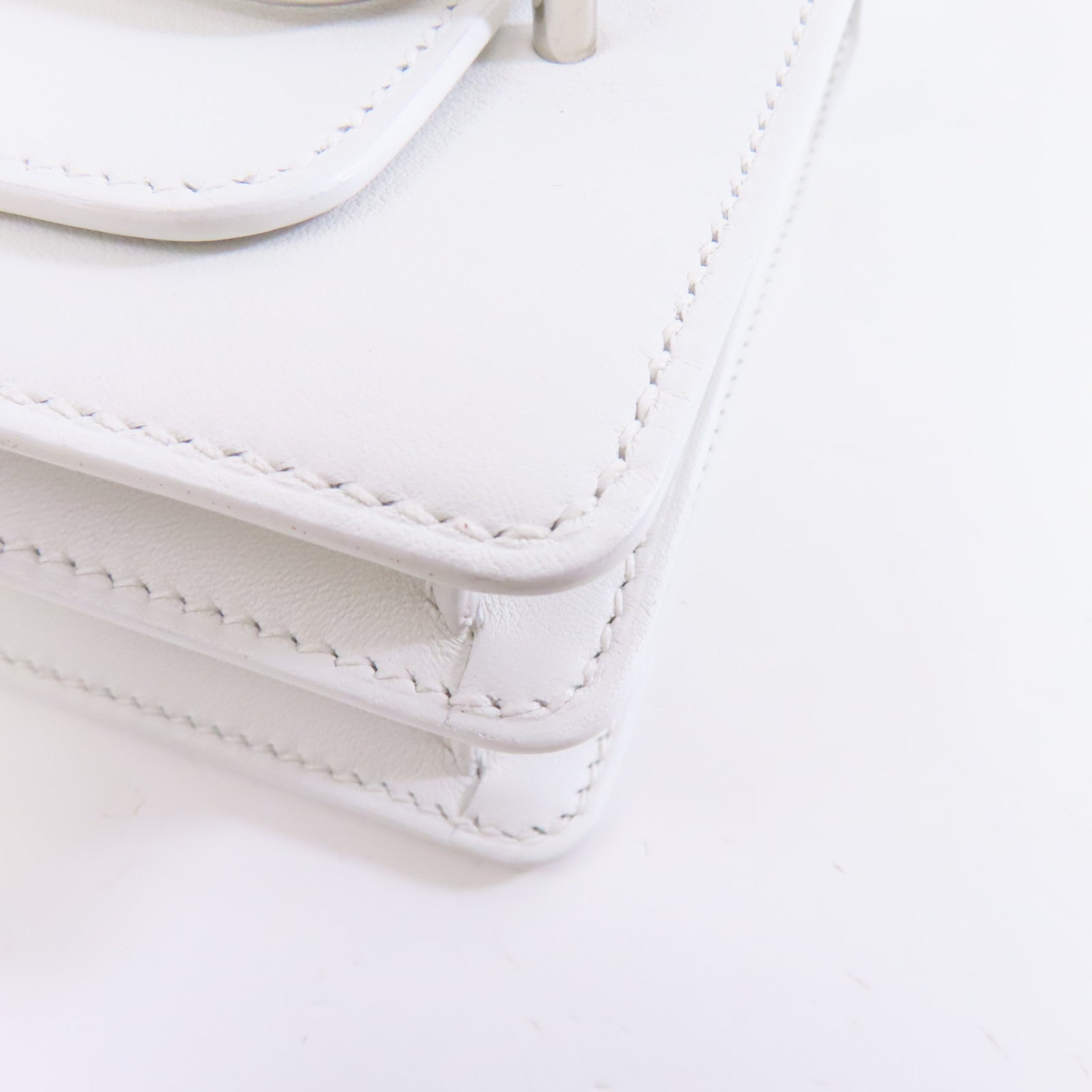 HERMES 【激減優惠】Evercolor皮革Mini Roulis銀扣肩背袋Blanc白色
