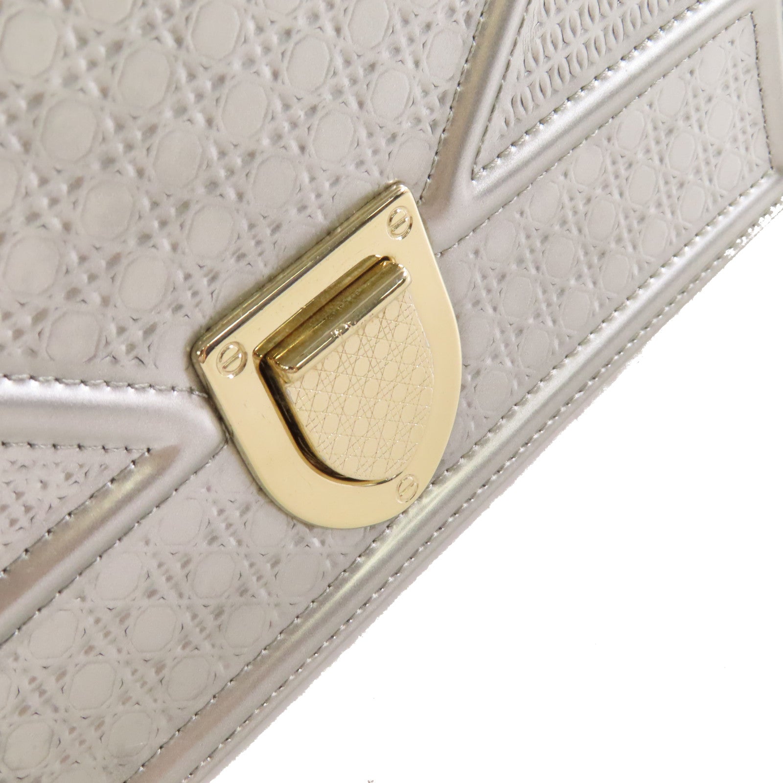 Dior 【清倉大減價】牛皮皮革Diorama Chain Shoulder Bag金扣鏈帶肩背袋銀色