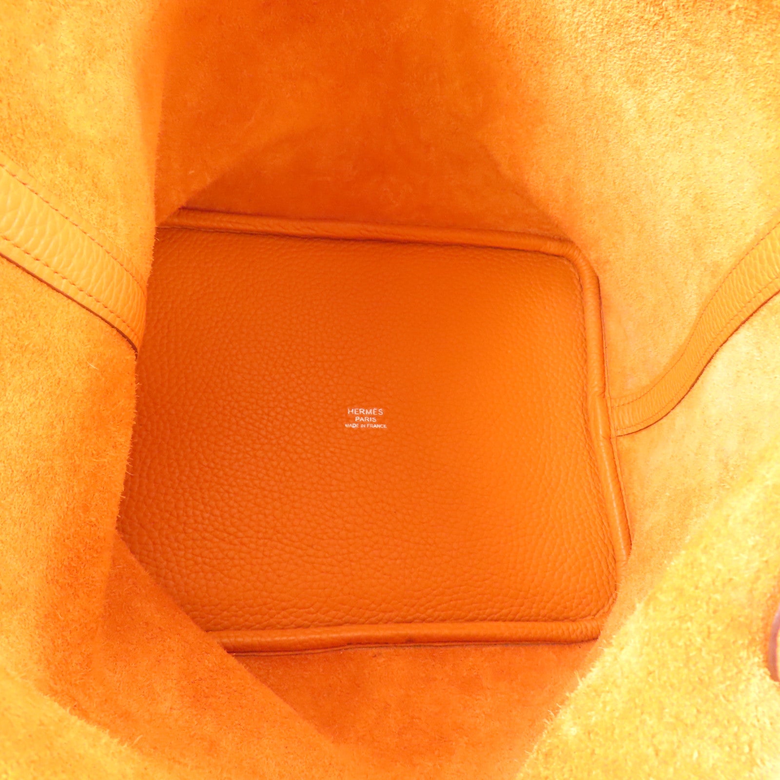 HERMES Clemence皮革Picotin MM手挽袋Orange