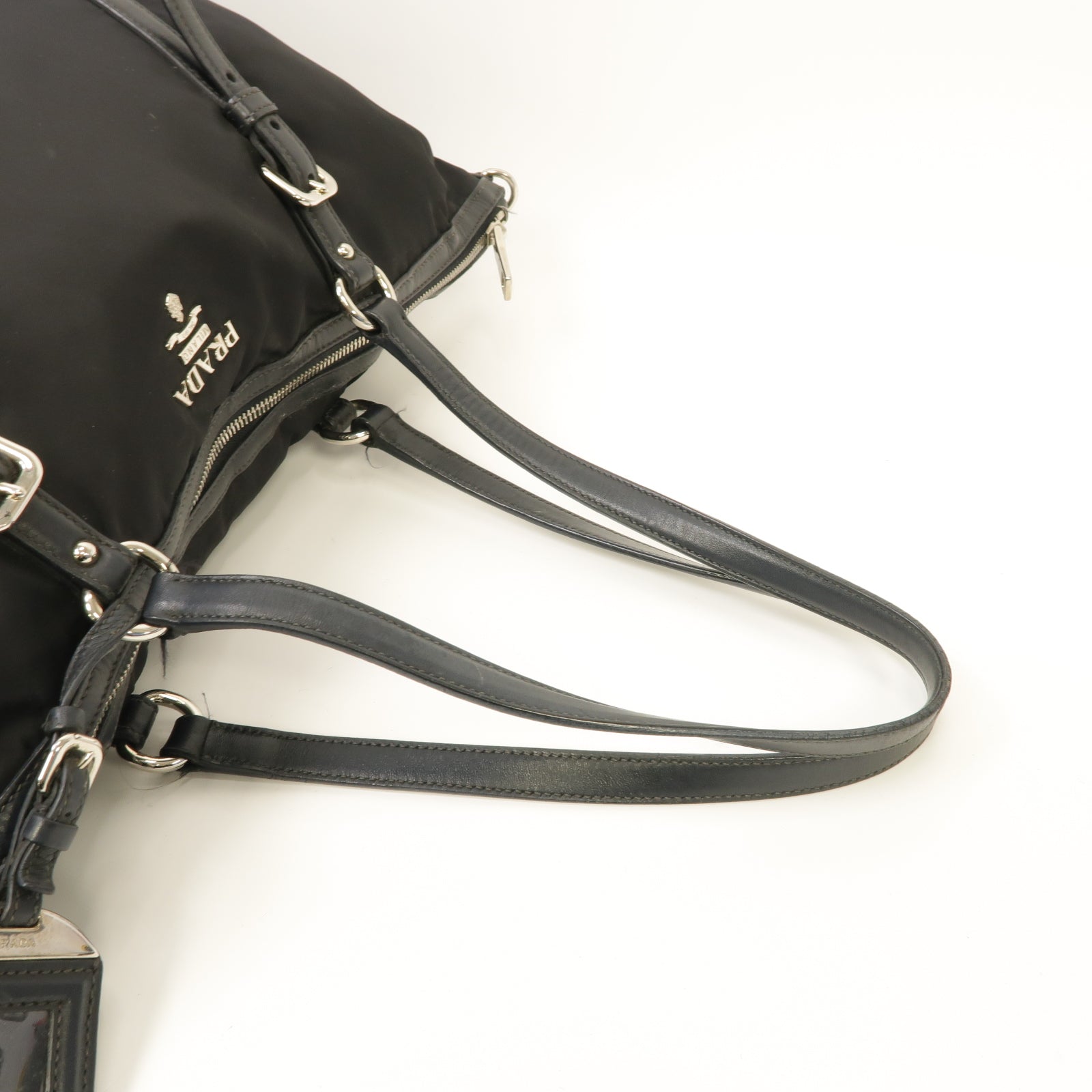 PRADA 尼龍2way Shoulder Bag銀扣手挽肩背兩用袋黑色