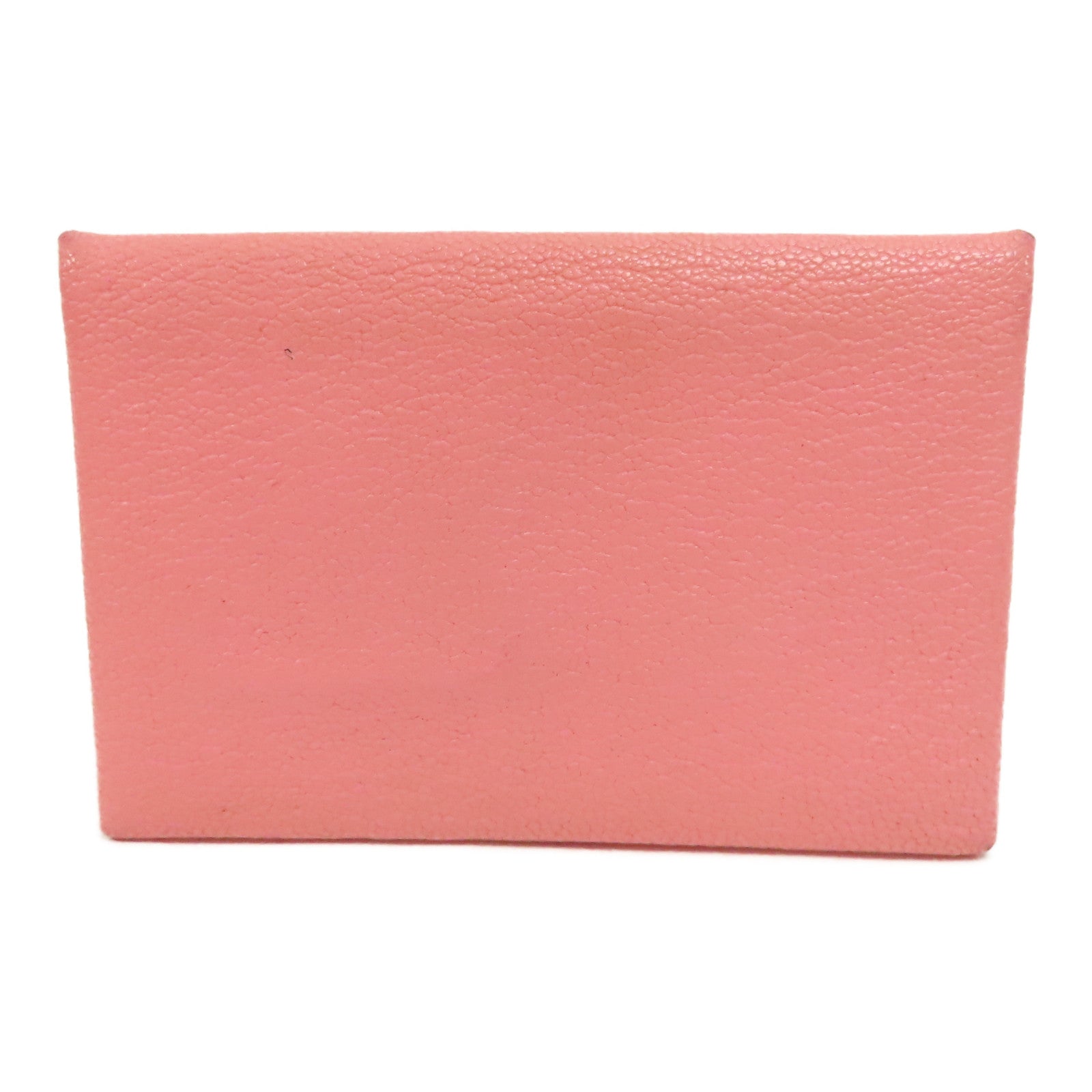 HERMES Evercolor皮革Porte-cartes Calvi銀扣卡片套粉紅色