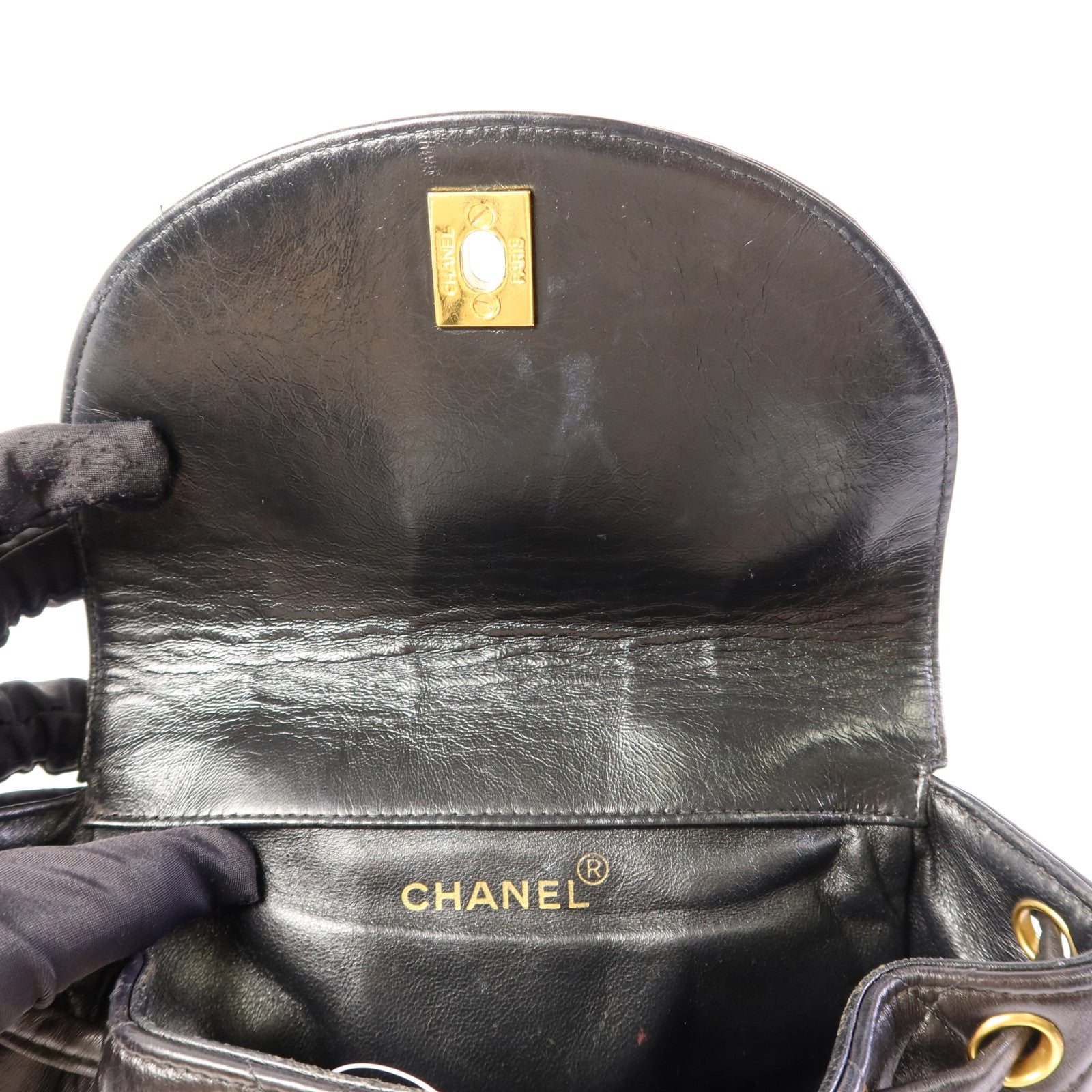 CHANEL 牛皮皮革Vintage Backpack金扣背包