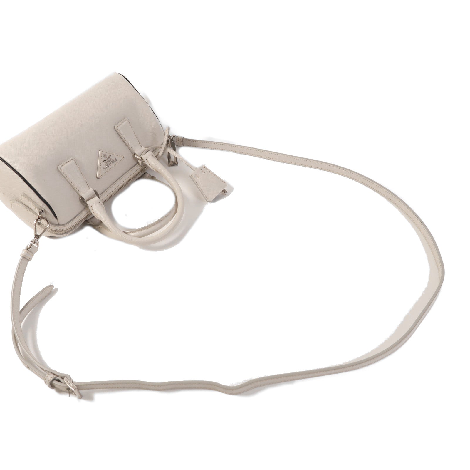 PRADA 牛皮皮革2 Way Shoulder Bag銀扣手挽肩背兩用袋