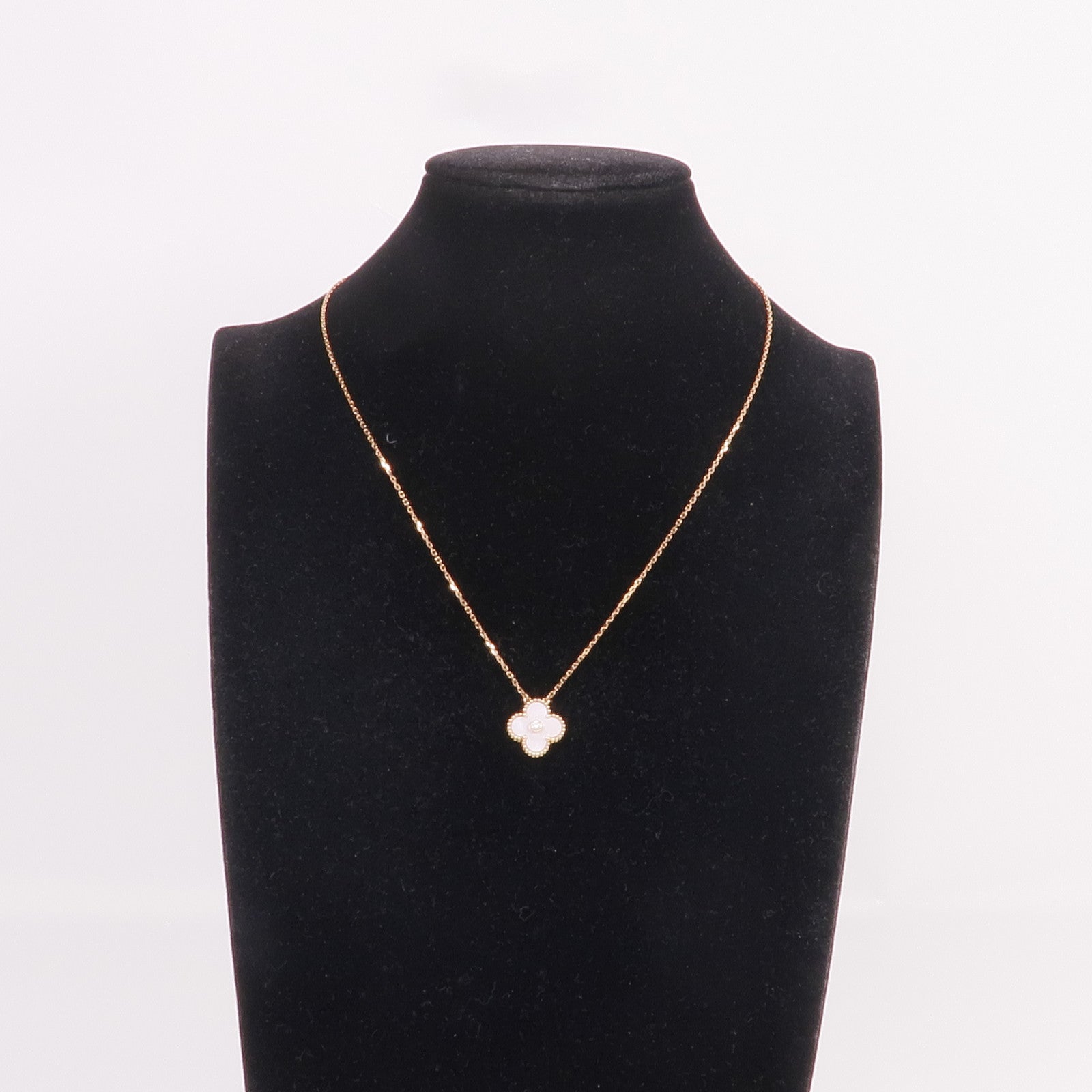 Van Cleef & Arpels 18K玫瑰金Vintage Alhambra Necklace珍珠母貝/鑽石項鍊