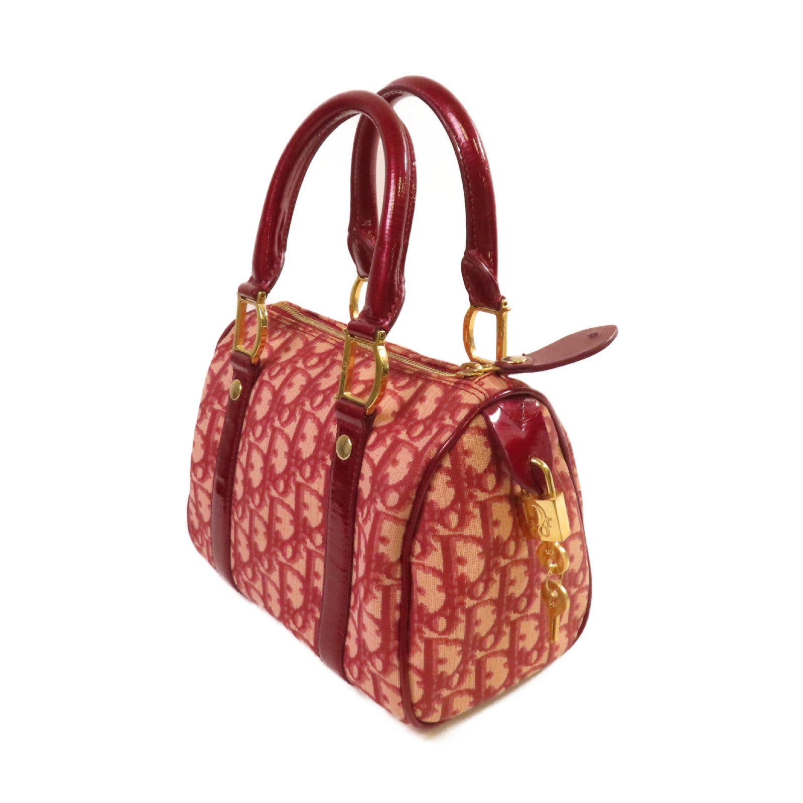 Dior Oblique塗層帆布Dior Handbag金扣手挽袋酒紅色