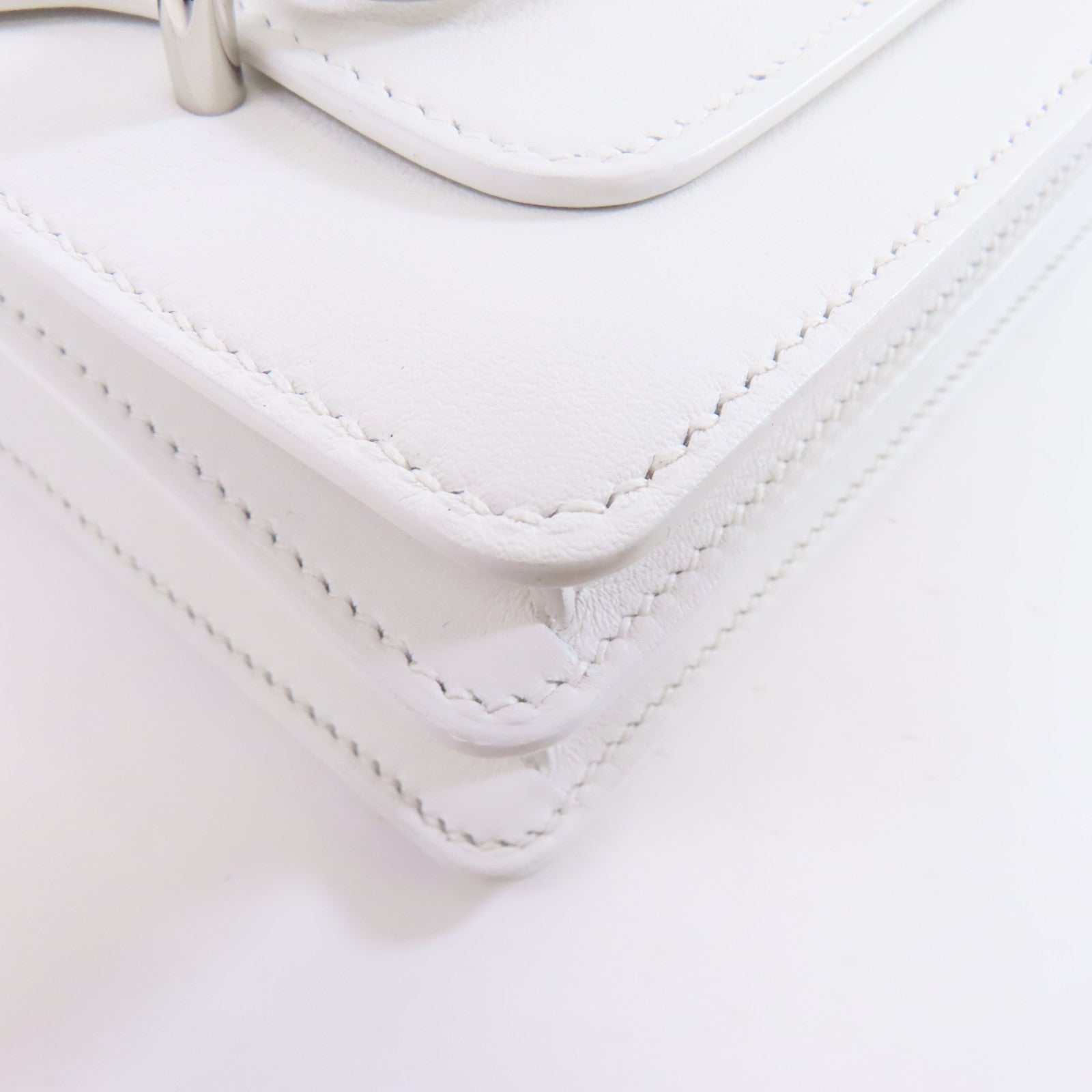HERMES 【激減優惠】Evercolor皮革Mini Roulis銀扣肩背袋Blanc白色