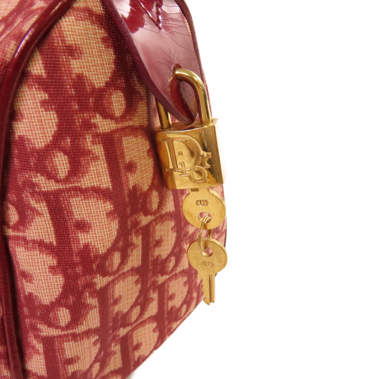 Dior Oblique塗層帆布Dior Handbag金扣手挽袋酒紅色