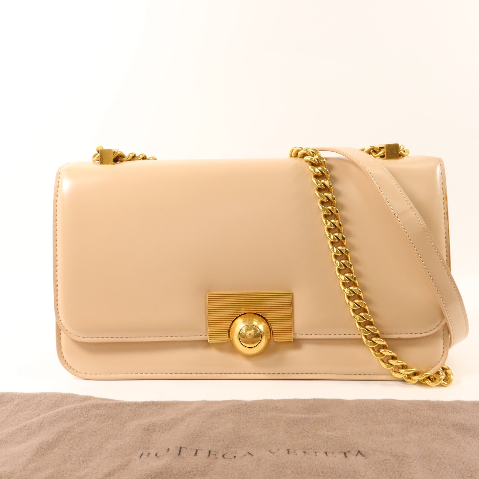 BOTTEGA VENETA 牛皮皮革Chain Shoulder Bag金扣鏈帶肩背袋