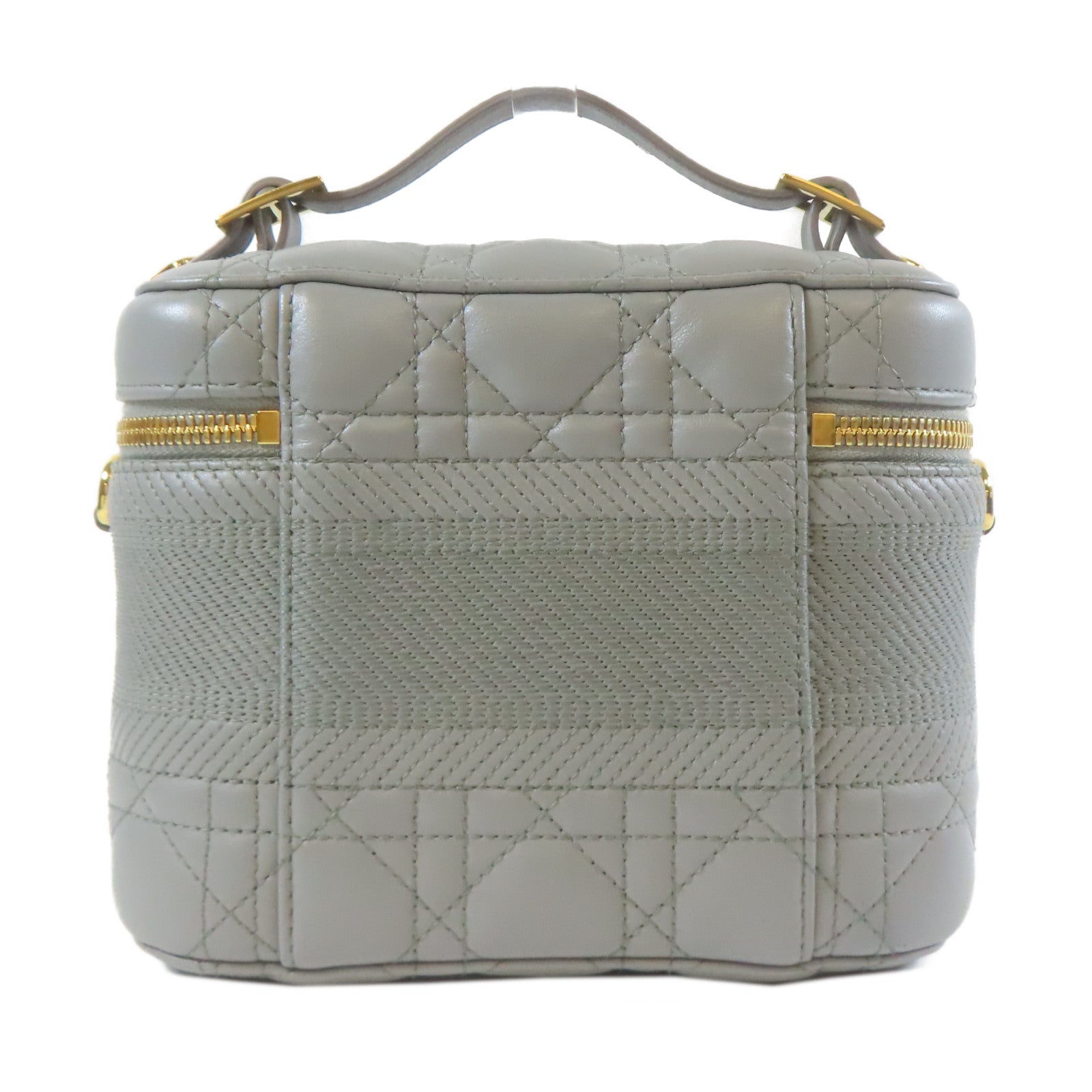 Dior 羊皮皮革Travel Vanity Case金扣手挽肩背兩用袋灰色