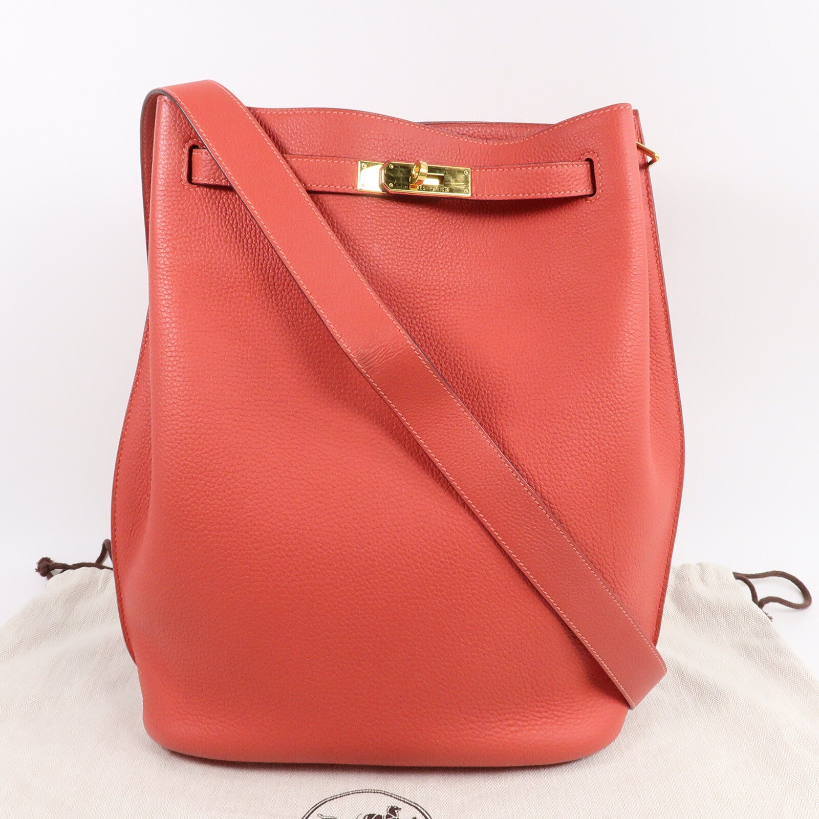 HERMES Togo皮革So Kelly 26肩背袋Rough Pivoine