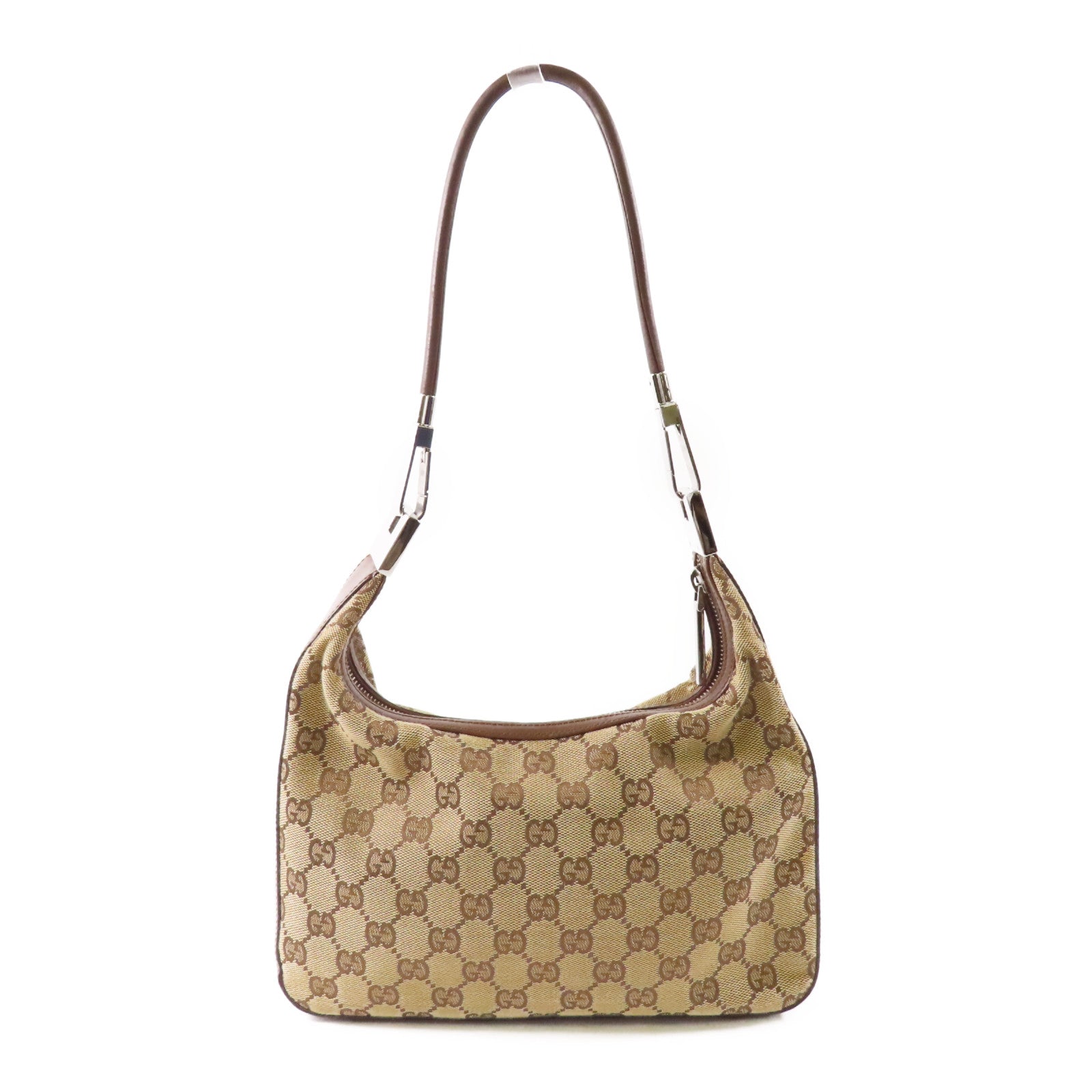 GUCCI 帆布Hobo Bag銀扣肩背袋