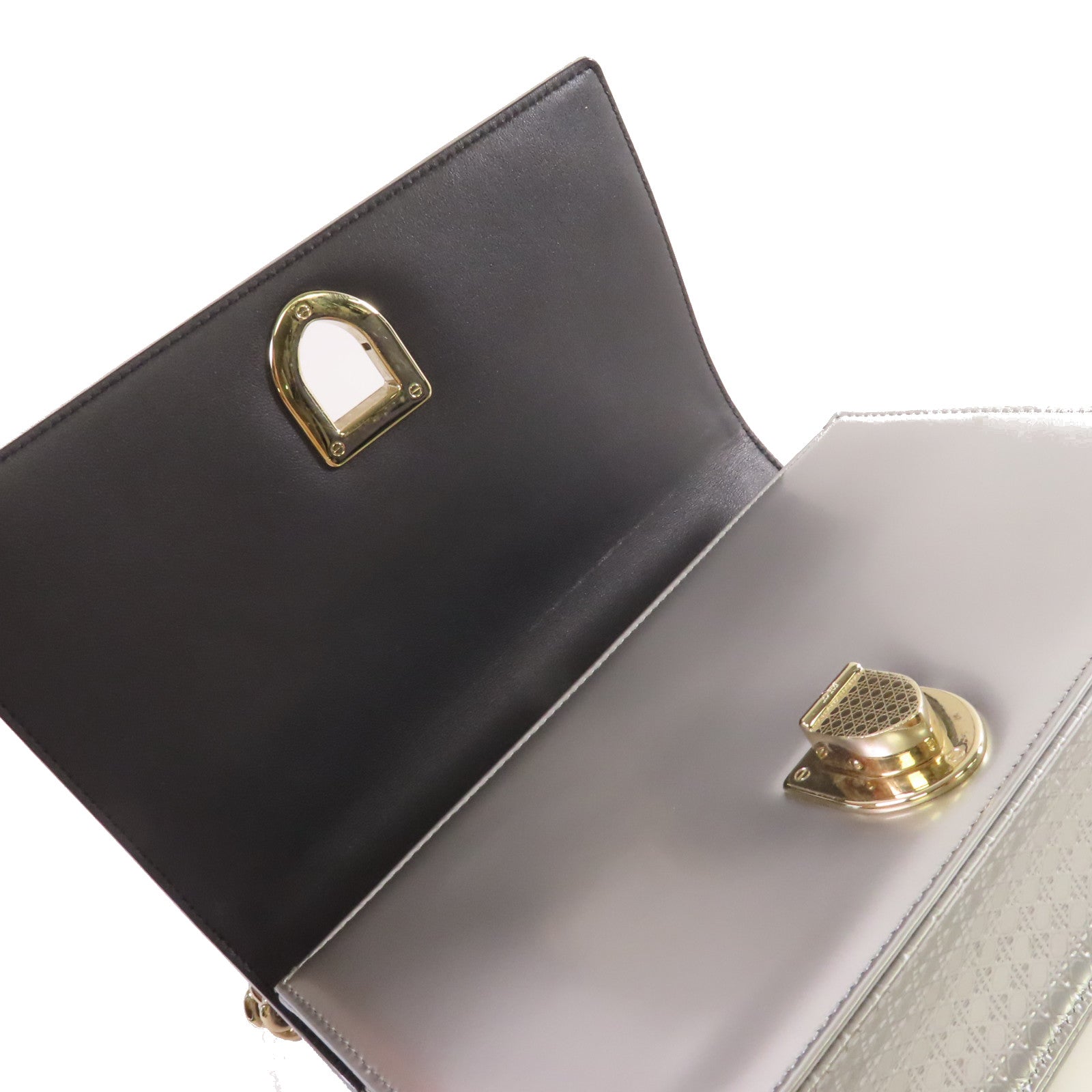 Dior 【清倉大減價】牛皮皮革Diorama Chain Shoulder Bag金扣鏈帶肩背袋銀色