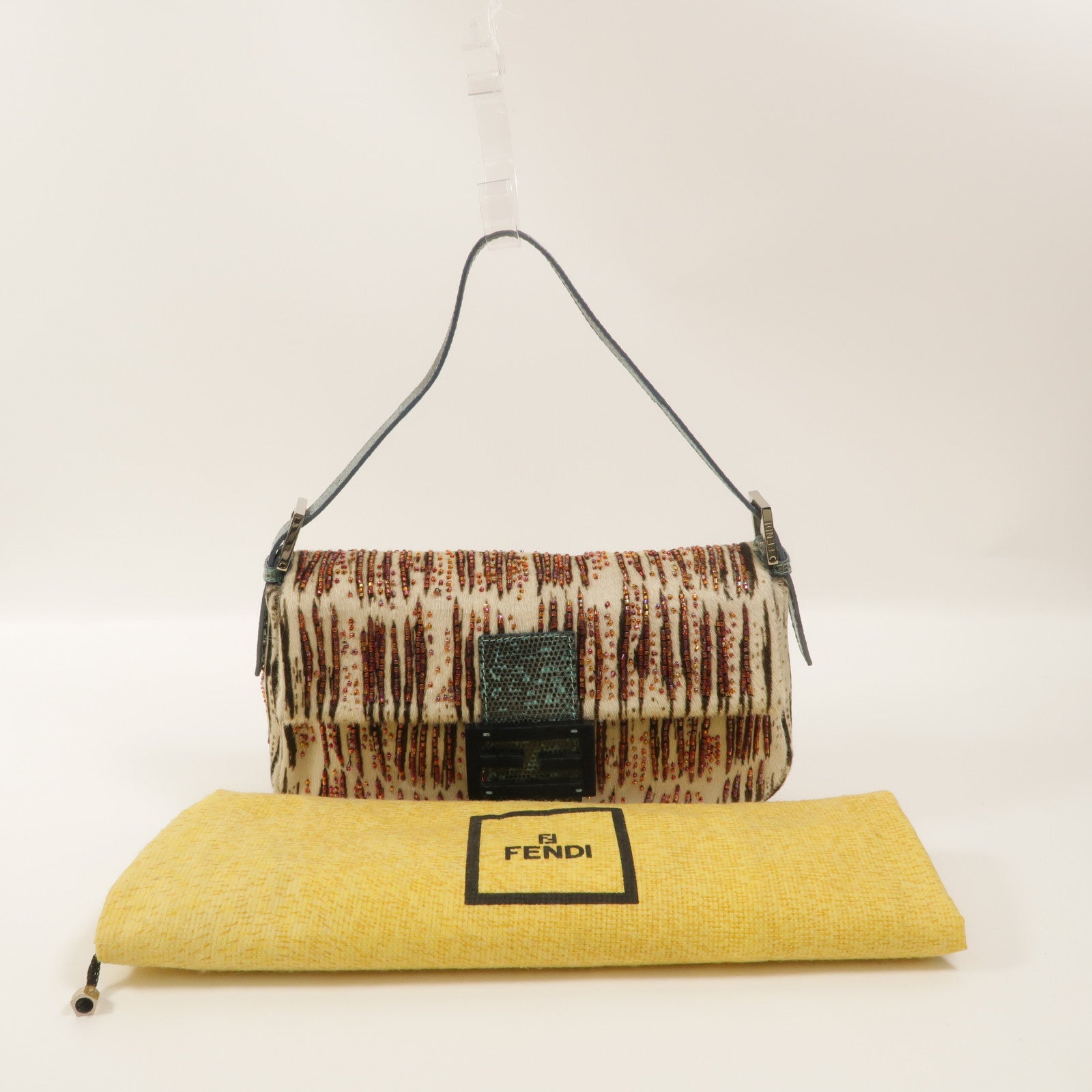 FENDI 馬毛/蛇皮皮革Baguette Pony肩背袋