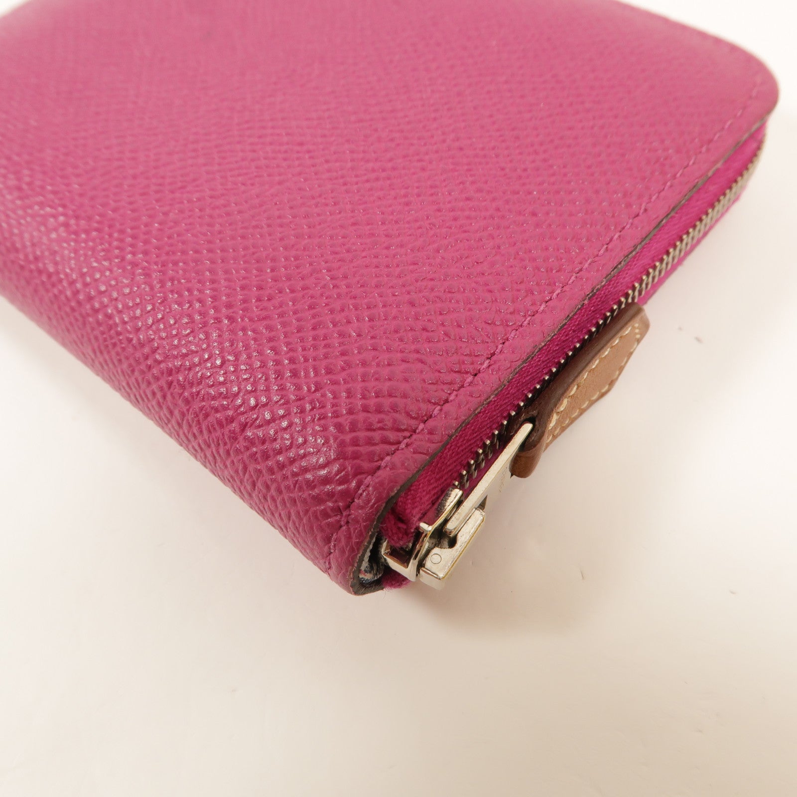 HERMES Epsom皮革Silk In Compact Wallet錢包Rose Pourpre