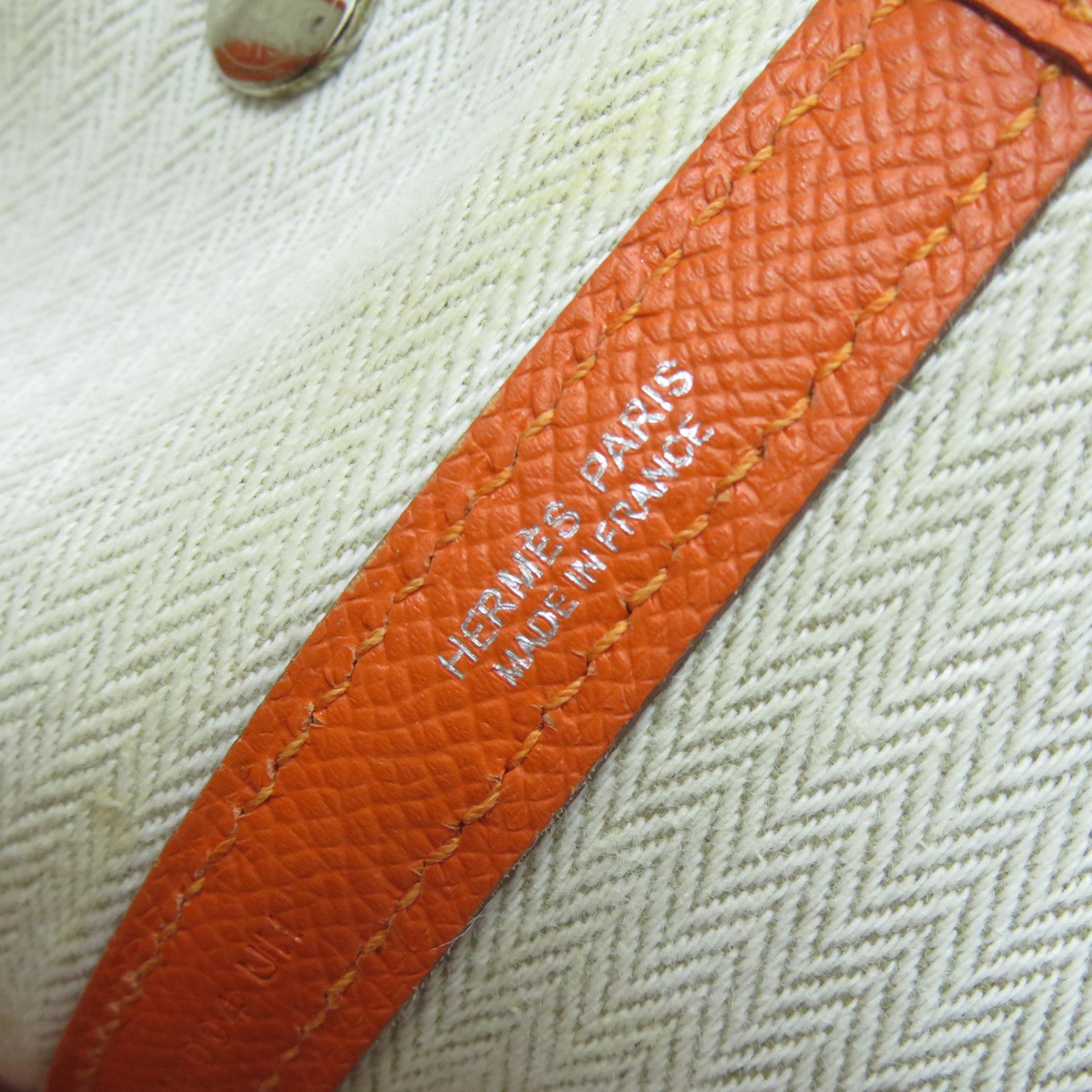 HERMES 【激減優惠】Epsom皮革GardenParty PM銀扣手挽袋Feu火焰橙色