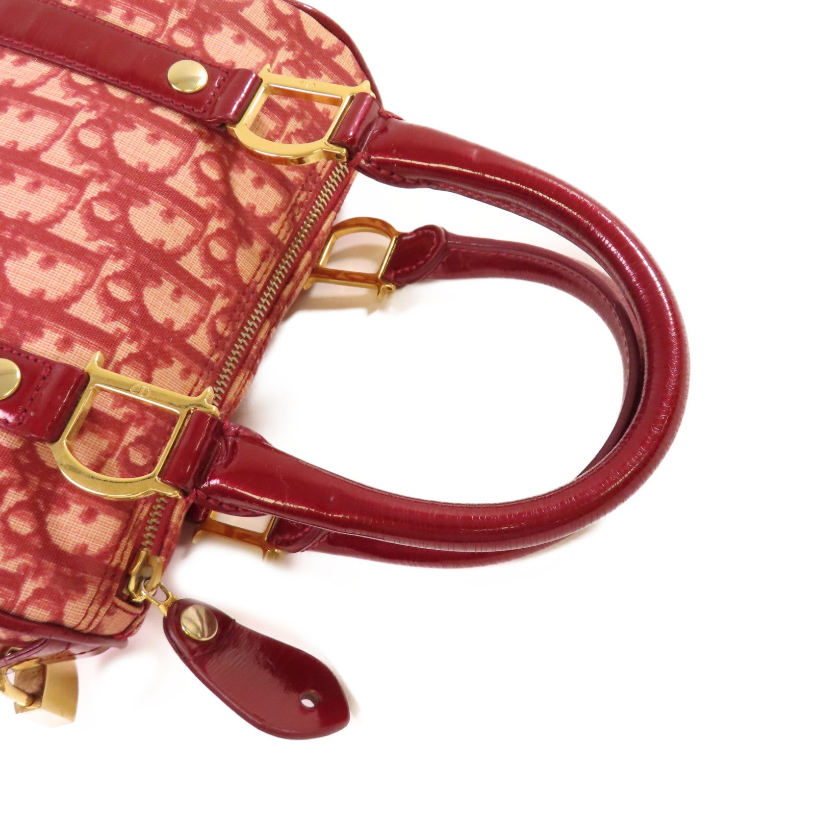Dior Oblique塗層帆布Dior Handbag金扣手挽袋酒紅色