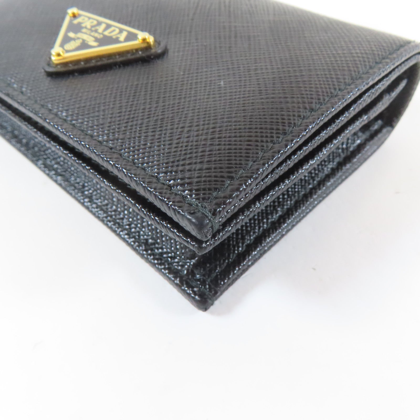 PRADA 牛皮皮革Small Wallet折叠錢包黑色
