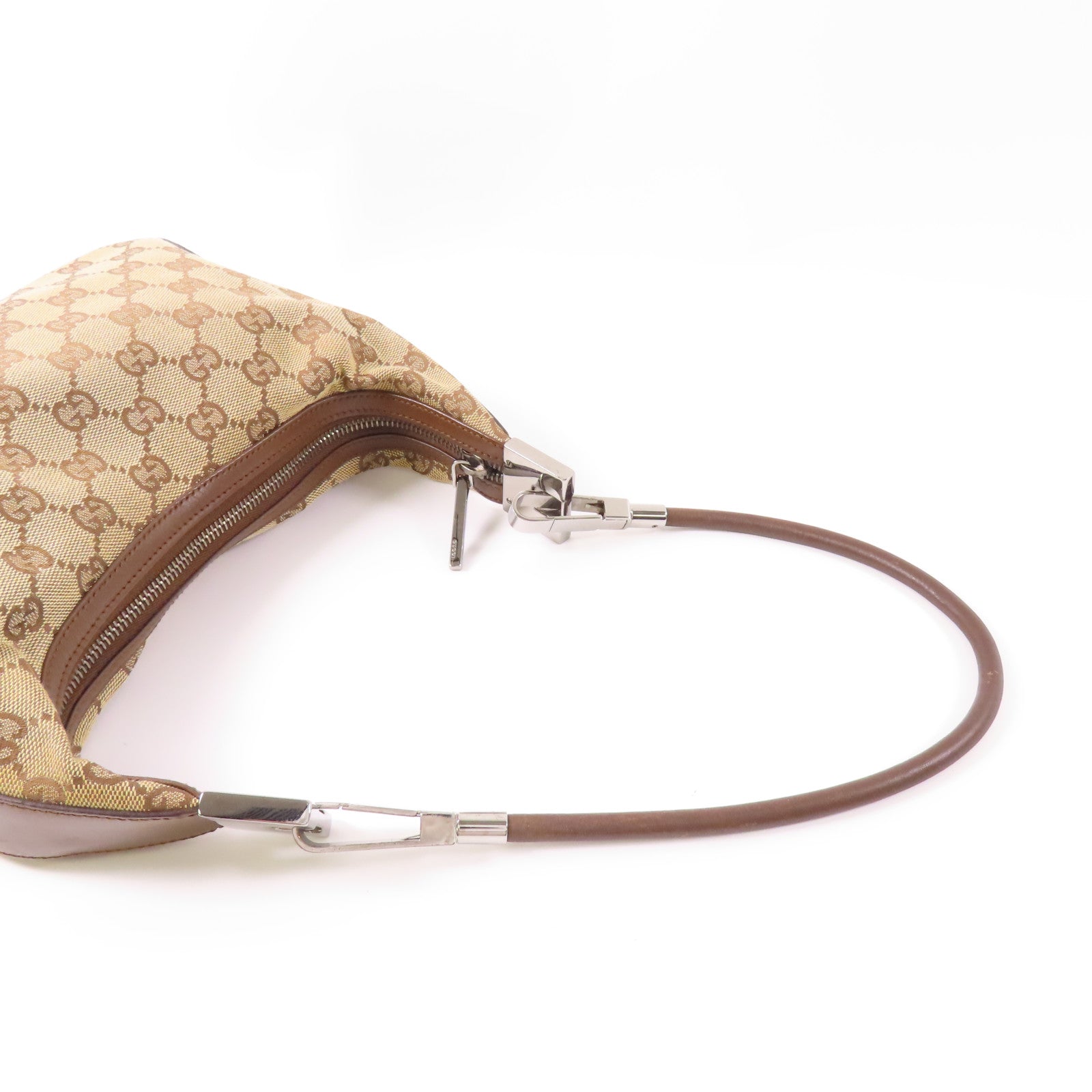 GUCCI 帆布Hobo Bag銀扣肩背袋