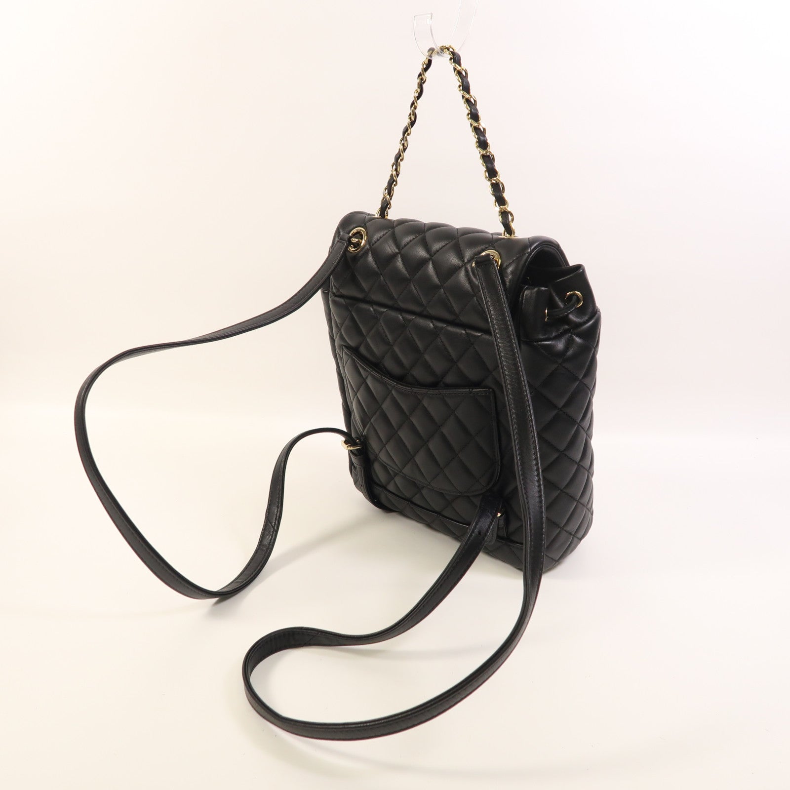 CHANEL 羊皮皮革Backpack金扣背包