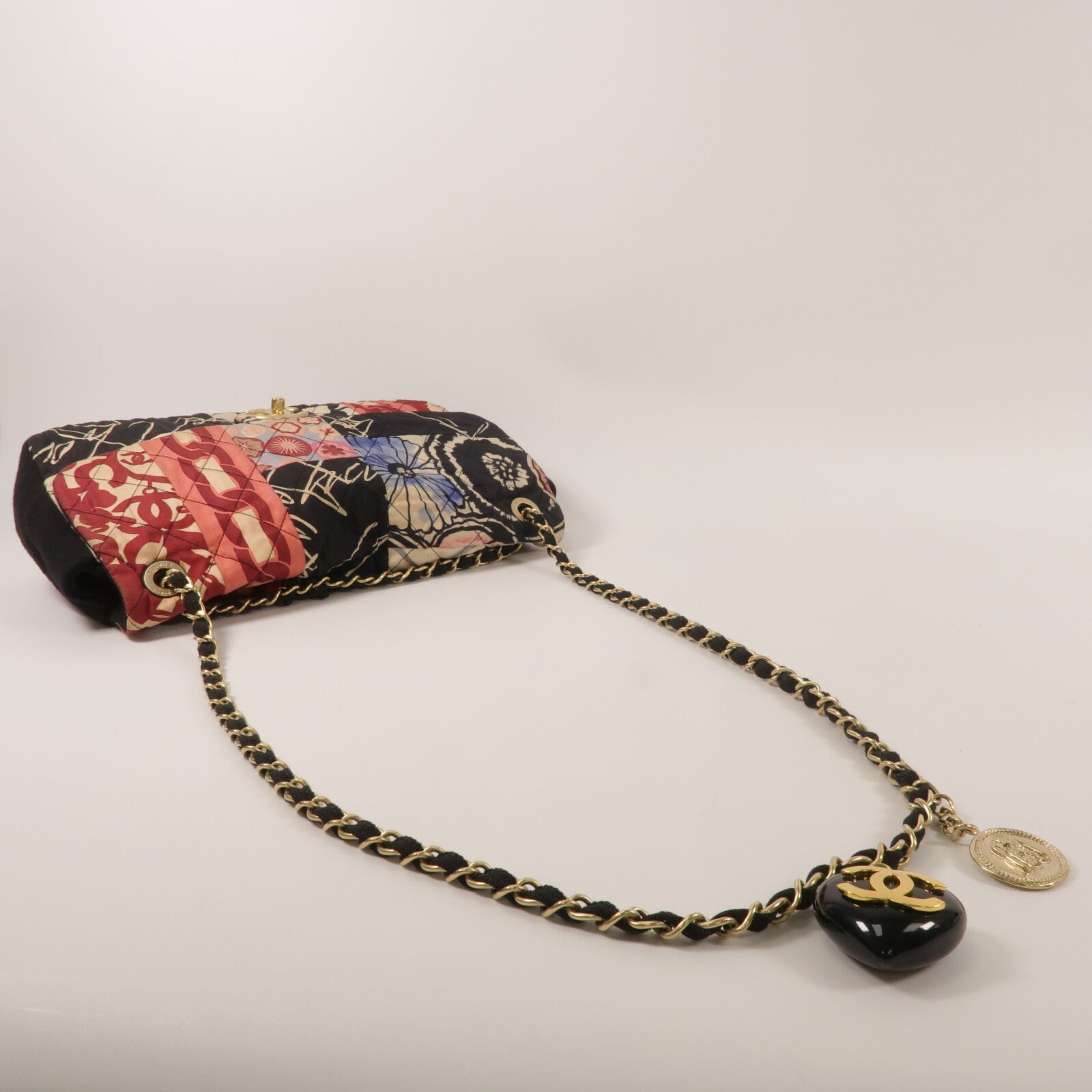 CHANEL 棉布Patchwork Flap鏈帶肩背袋