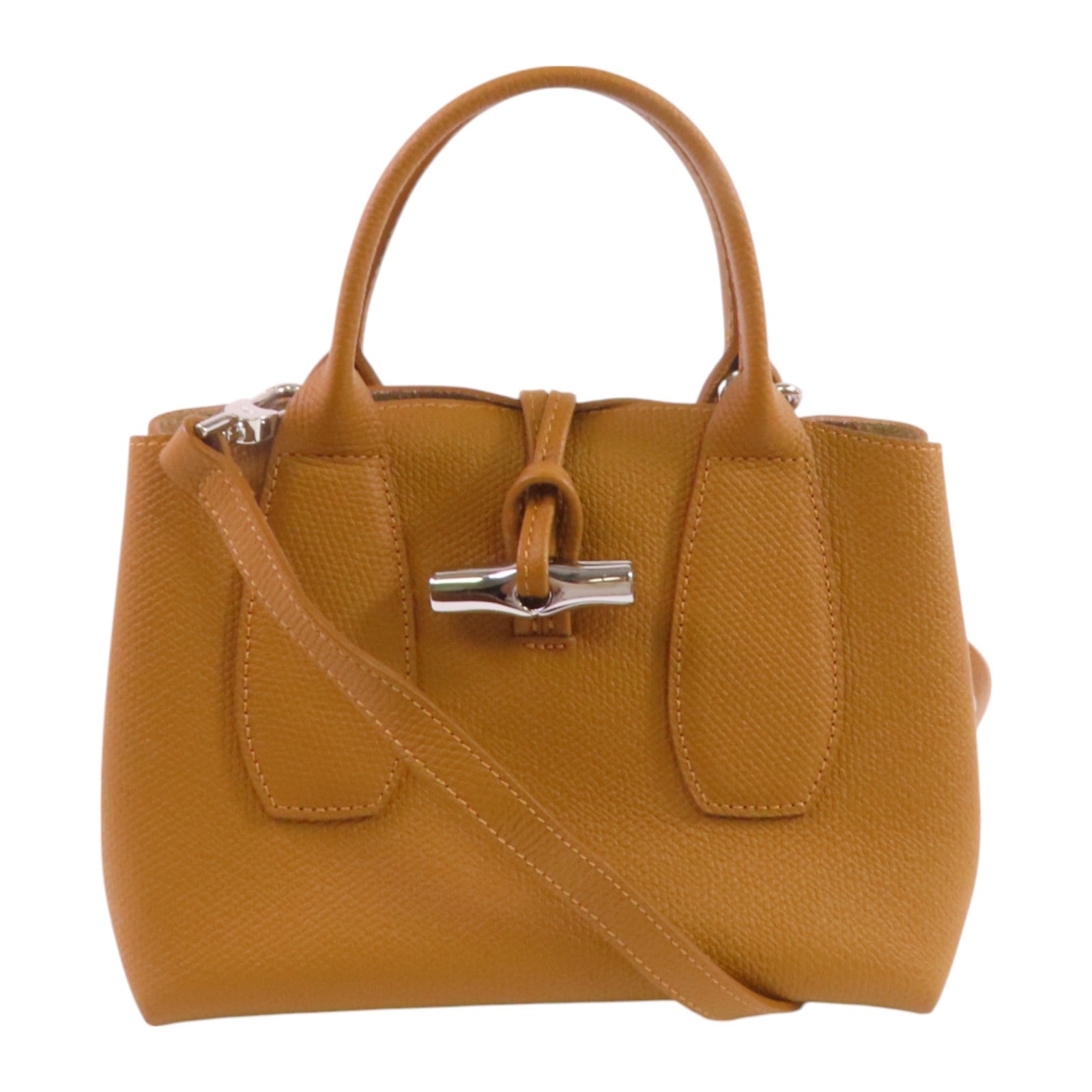 Longchamp 牛皮皮革2Way Shoulder Bag銀扣手挽肩背兩用袋