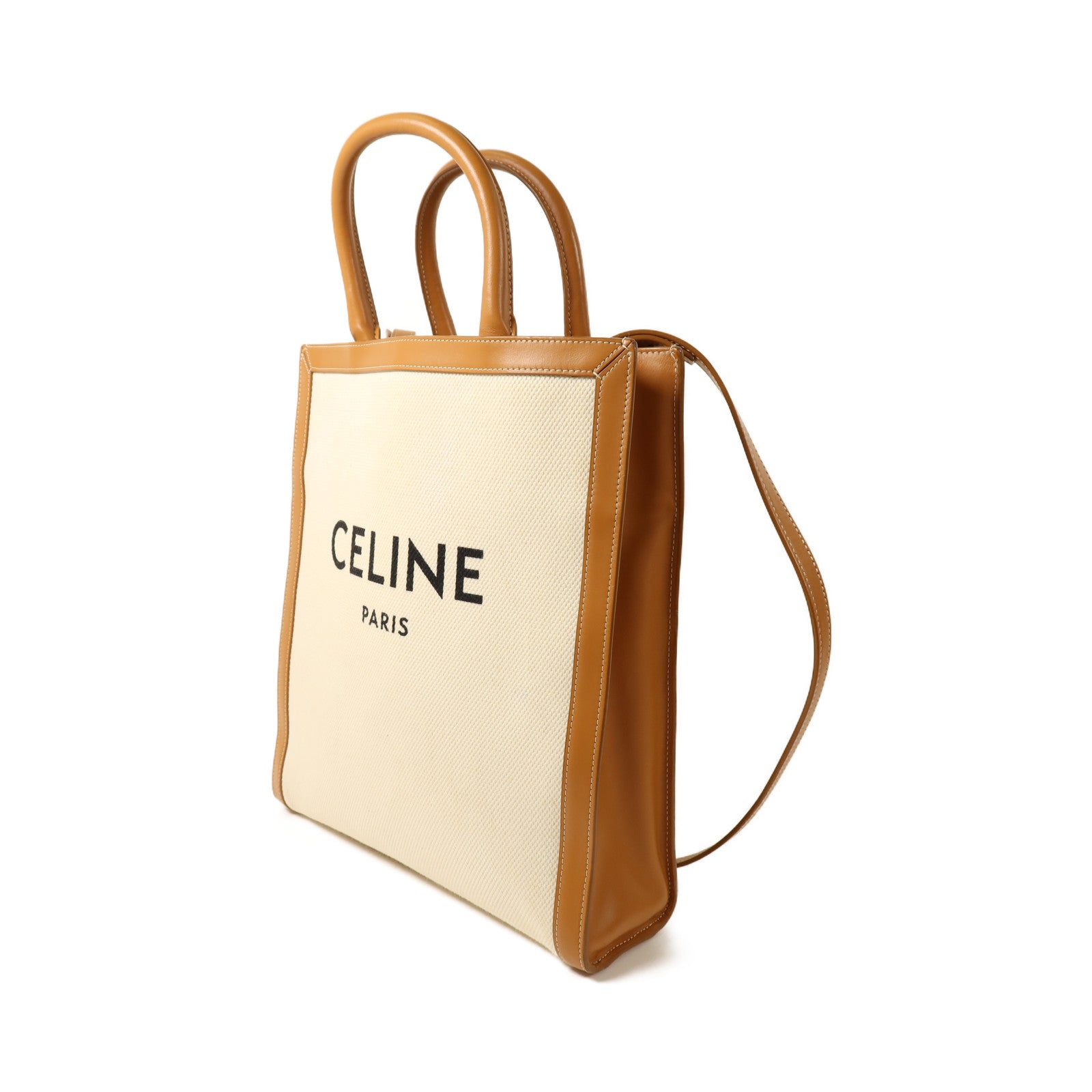 CELINE 【激減優惠】帆布/皮革Cabas金扣手挽肩背兩用袋